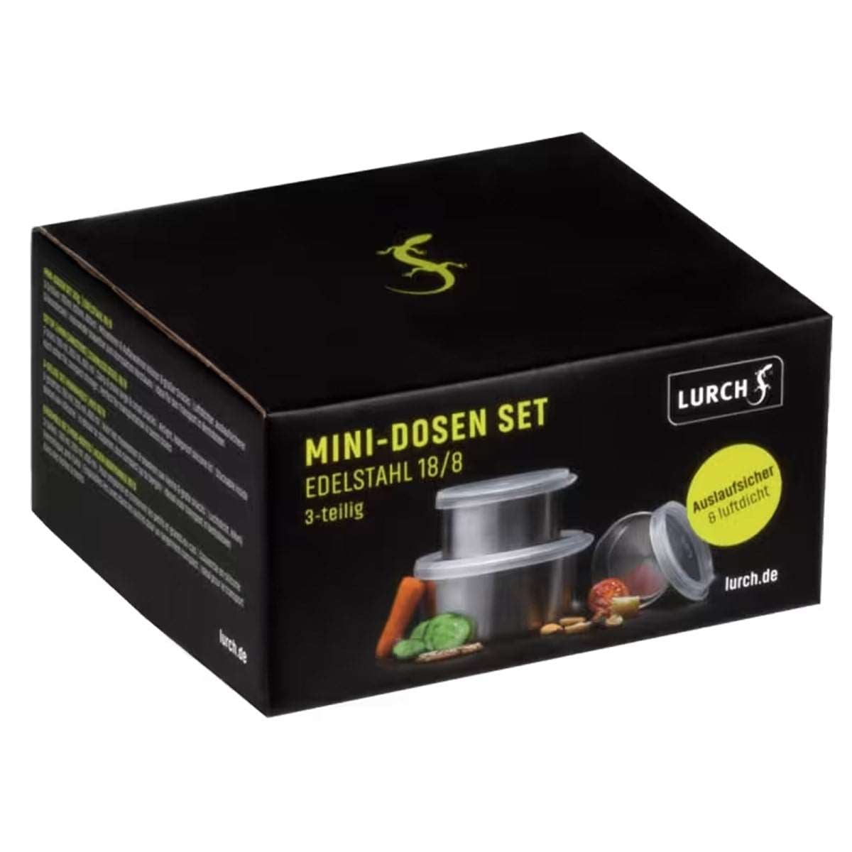 Lurch - Mini Saklama Seti, 100-200-400 ml, Paslanmaz Çelik, Silikon Sızdırmaz Kapaklı, Fırınlanabilir - 240885