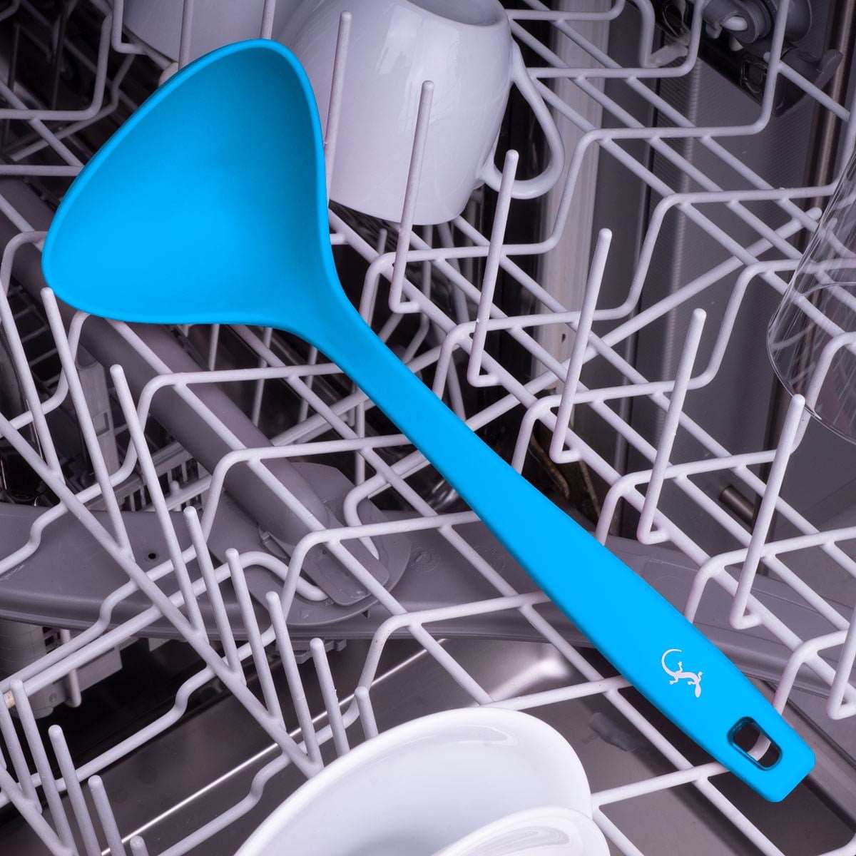 Lurch - Platin Silikon Çorba Kepçesi 28 cm Mavi - Yanmaz, Yapışmaz, Bükülmez, Çizmez, Tat ve Koku Bırakmaz - 240112