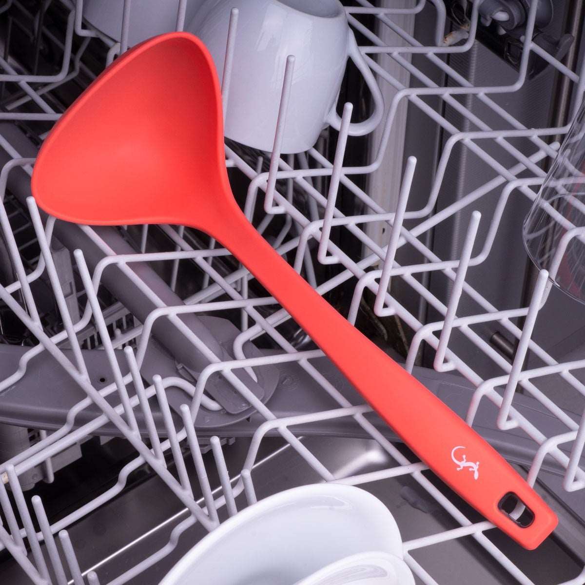 Lurch - Platin Silikon Çorba Kepçesi 28 cm Somon - Yanmaz, Yapışmaz, Bükülmez, Çizmez, Tat ve Koku Bırakmaz - 240072