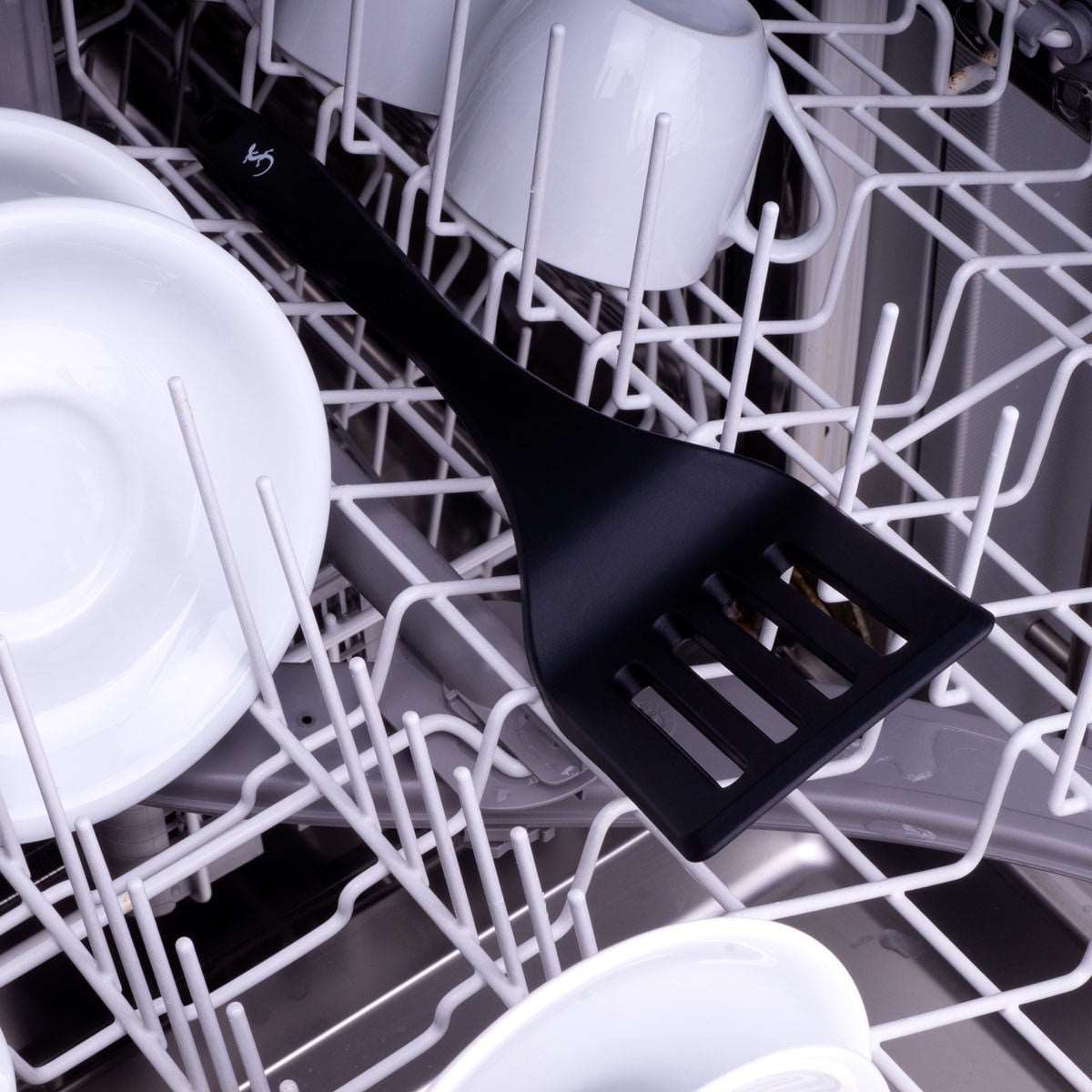 Lurch - Platin Silikon Delikli Spatula 32,5 cm Siyah - Yanmaz, Yapışmaz, Bükülmez, Çizmez, Tat ve Koku Bırakmaz - 240603