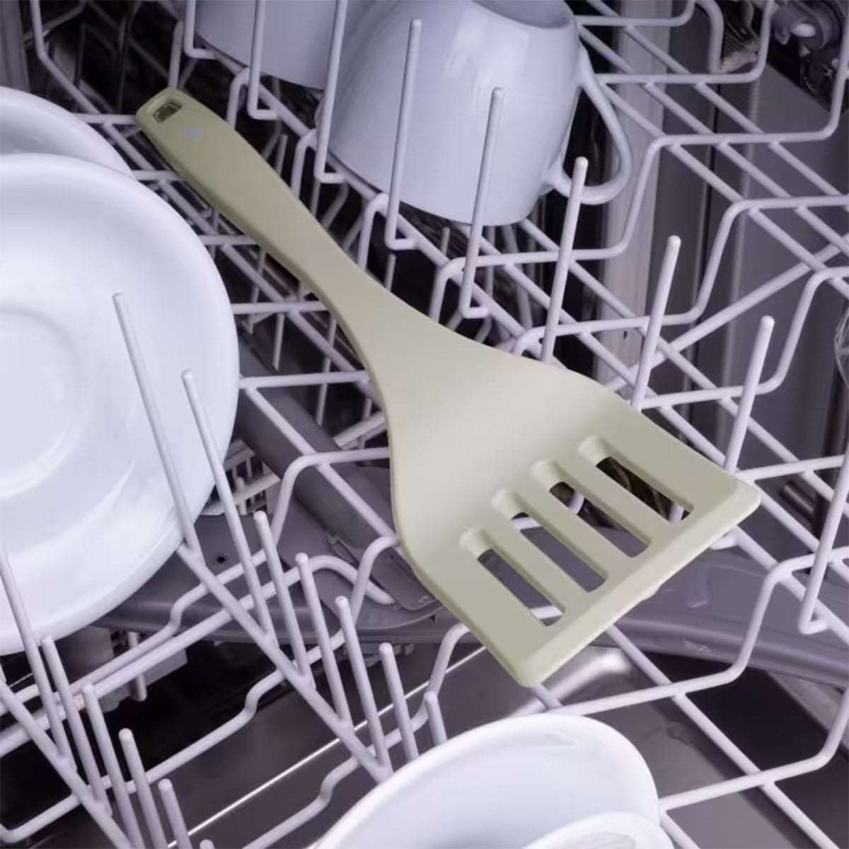 Lurch - Platin Silikon Delikli Spatula 32,5 cm Açık Gri - Yanmaz, Yapışmaz, Bükülmez, Çizmez, Tat ve Koku Bırakmaz - 240003