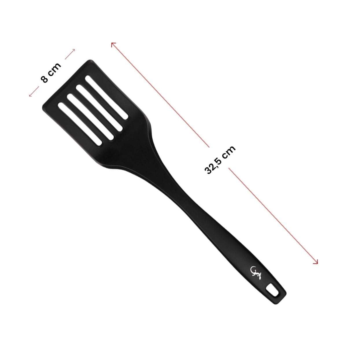 Lurch - Platin Silikon Delikli Spatula 32,5 cm Siyah - Yanmaz, Yapışmaz, Bükülmez, Çizmez, Tat ve Koku Bırakmaz - 240603