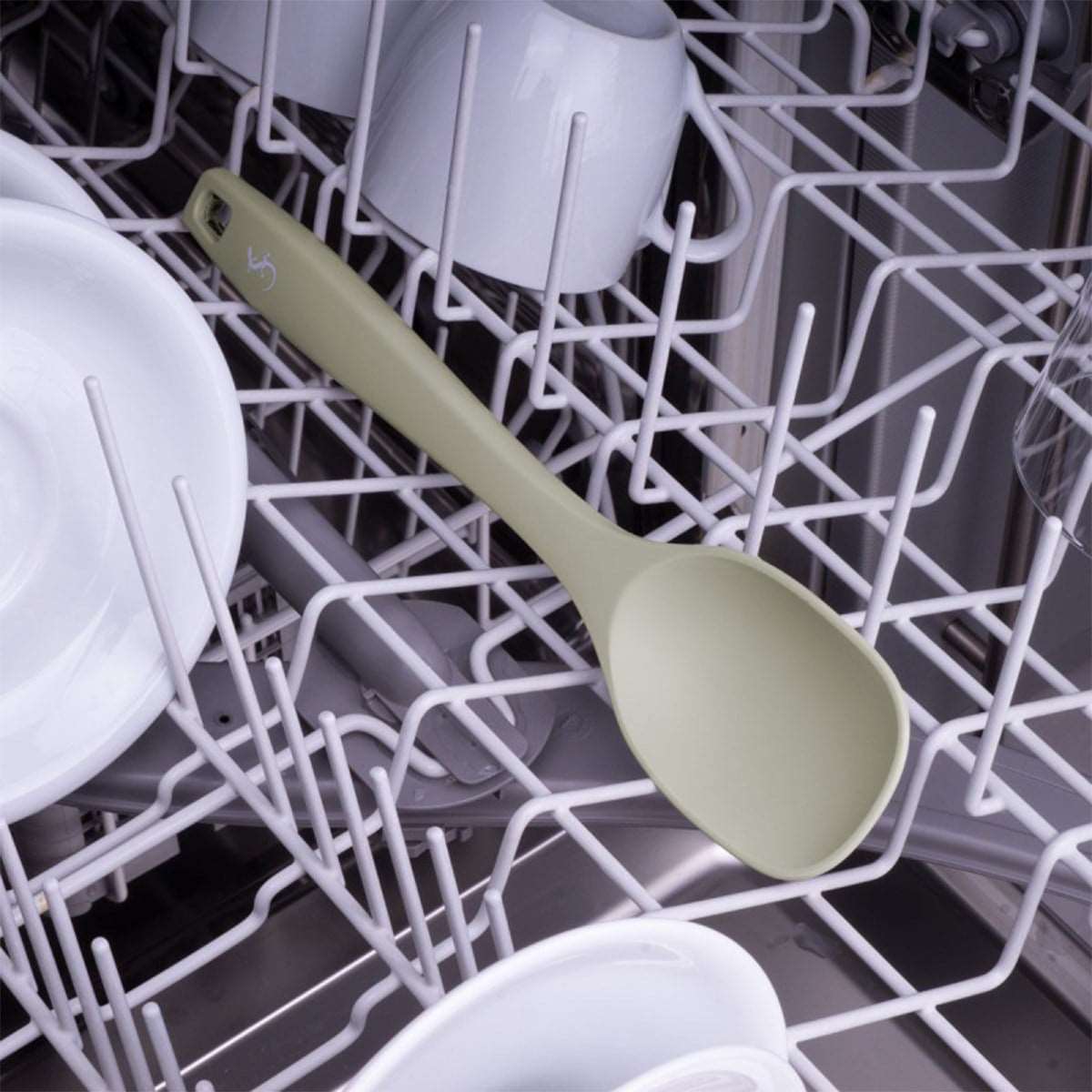 Lurch - Platin Silikon Yemek Kaşığı 28 cm Açık Gri - Yanmaz, Yapışmaz, Bükülmez, Çizmez, Tat ve Koku Bırakmaz - 240001
