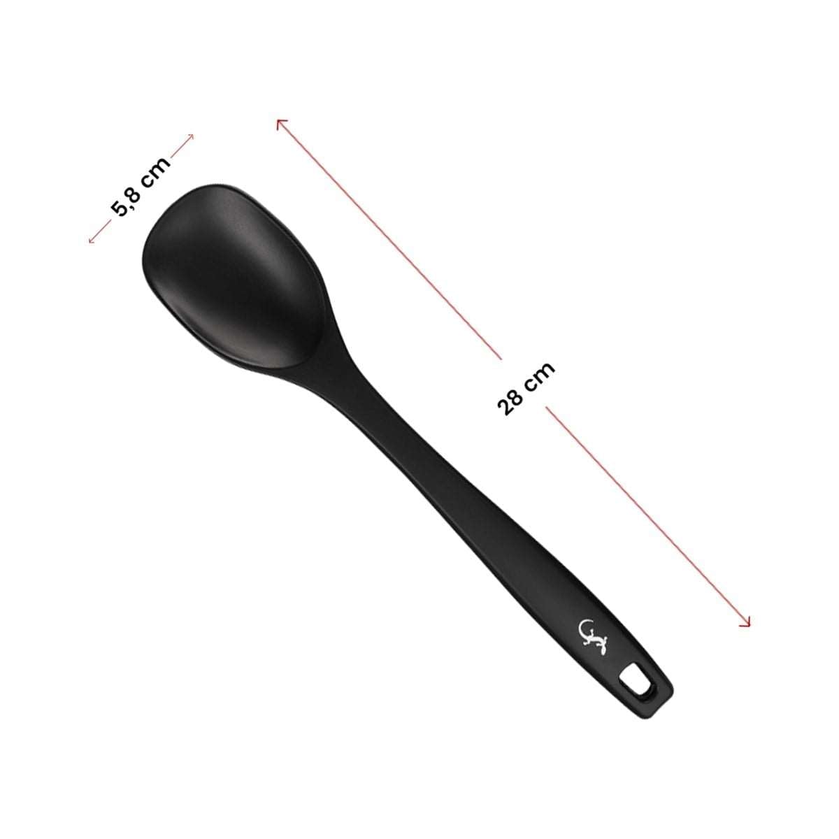 Lurch - Platin Silikon Yemek Kaşığı 28 cm Siyah - Yanmaz, Yapışmaz, Bükülmez, Çizmez, Tat ve Koku Bırakmaz - 240601