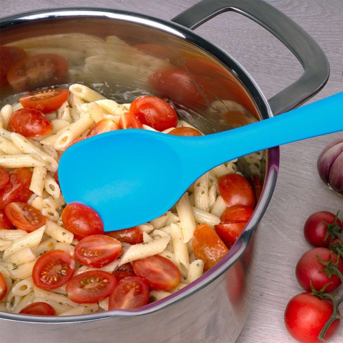 Lurch - Platin Silikon Yemek Kaşığı 28 cm Mavi - Yanmaz, Yapışmaz, Bükülmez, Çizmez, Tat ve Koku Bırakmaz - 240101