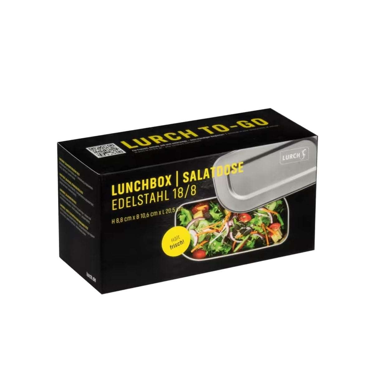 Lurch - “Salad Box” 1,200 ml Paslanmaz Çelik, Beslenme/Salata Kabı, Fırınlanabilir -Silikon Kayışlı - 240938