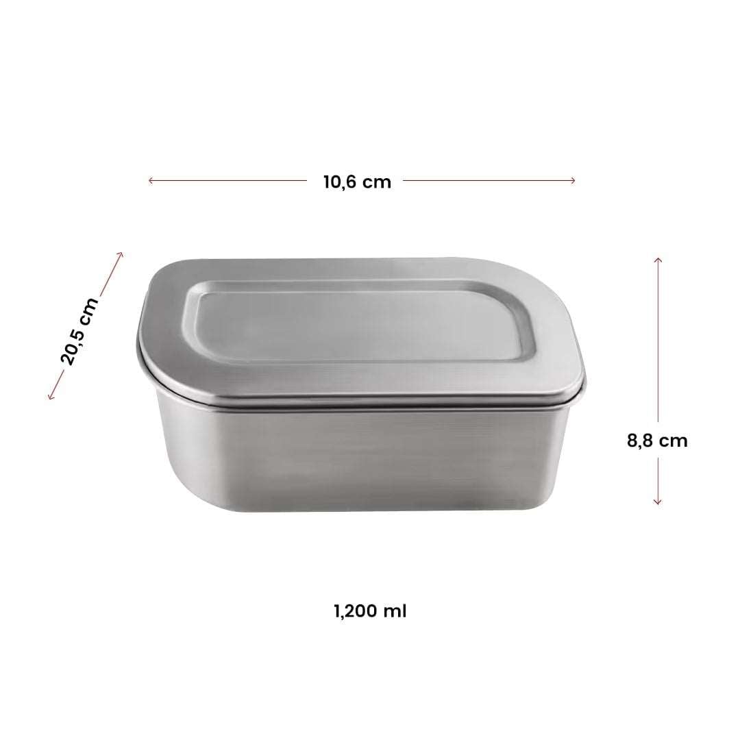 Lurch - “Salad Box” 1,200 ml Paslanmaz Çelik, Beslenme/Salata Kabı, Fırınlanabilir -Silikon Kayışlı - 240938