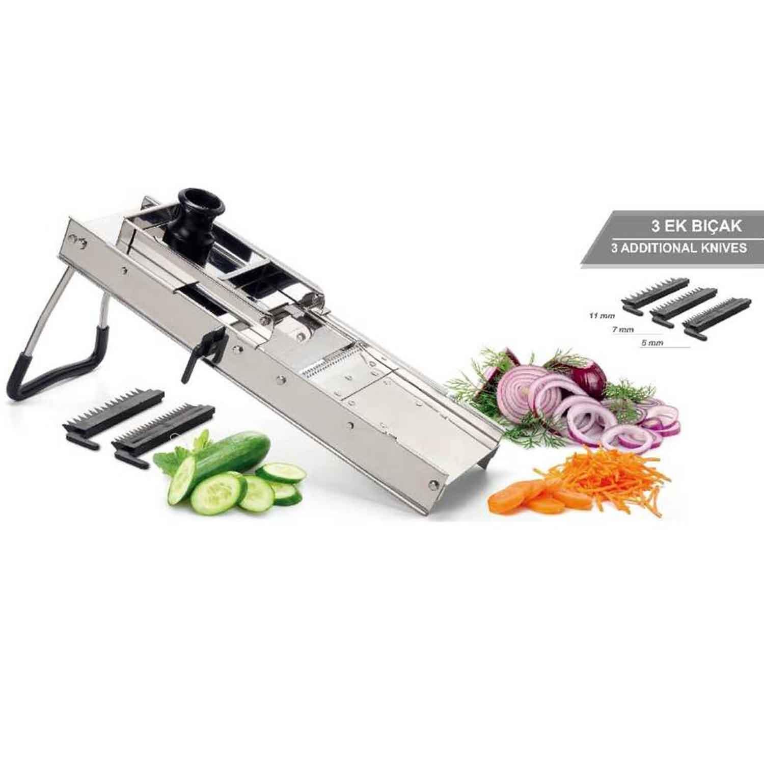 Mandolin Sebze, Cips Dilimleyici, 3 Bıçaklı, EPİNOX, Mandolin Kesme Makinesi