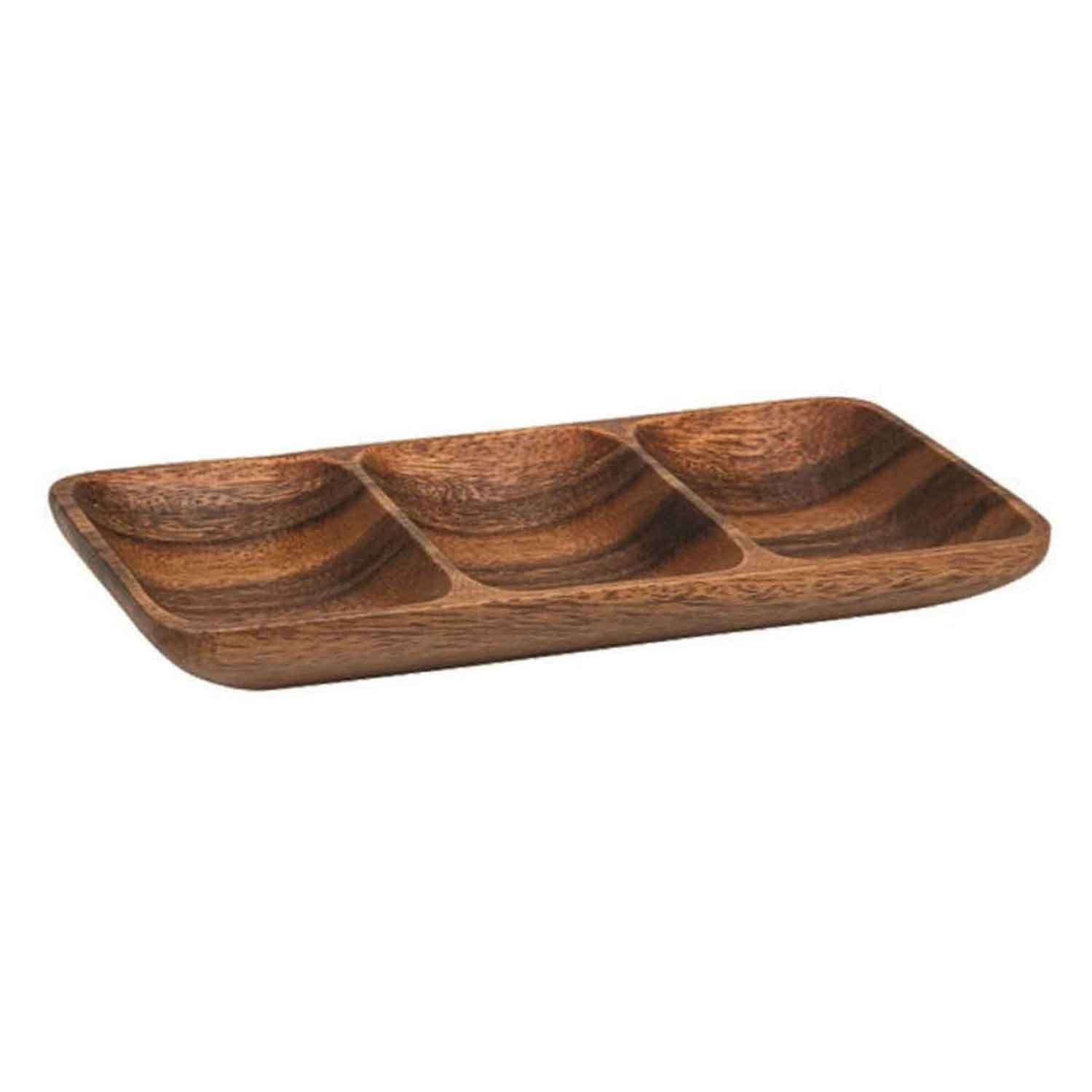 Nil Kuruyemişlik, 3 Gözlü, Ahşap, Sığ 23 Cm, EPİNOX, Ahşap Çerezlik, Ahşap Kase