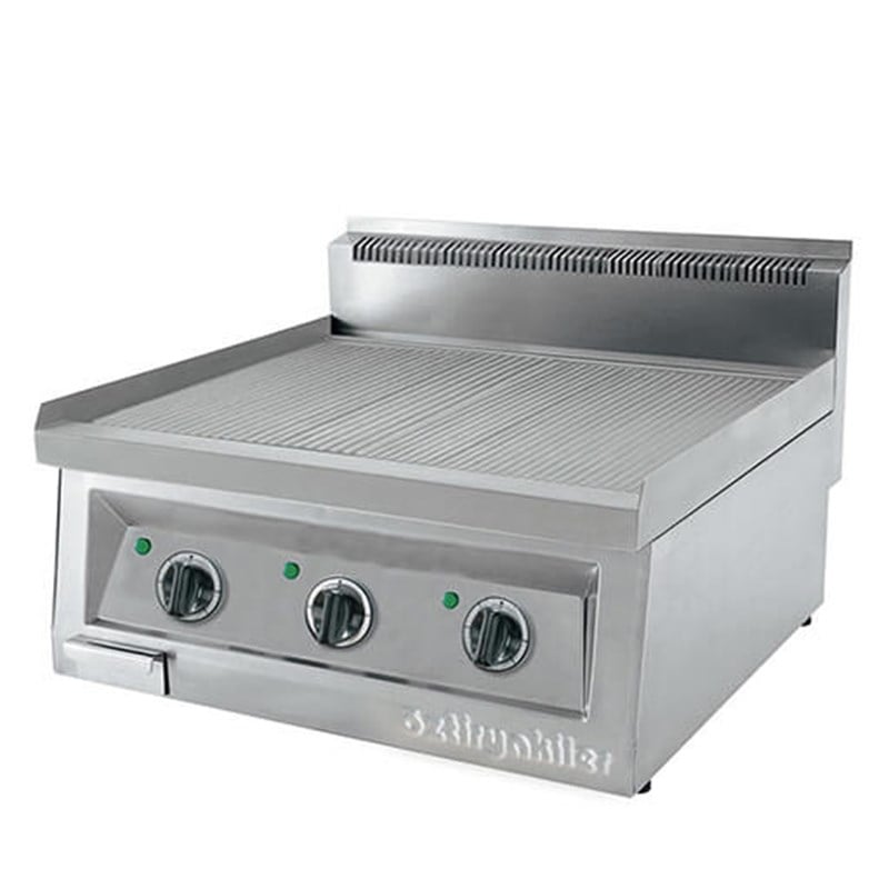 Öztiryakiler Grill Plate Set Üstü Elektrikli Oluklu 70*65 Sert Krom Kaplı
