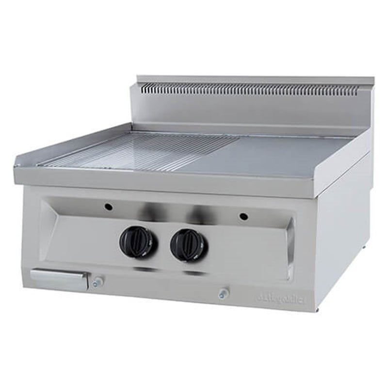 Öztiryakiler Grill Plate Set Üstü Gazlı Yarı Oluklu 70*65 Sert Krom Kaplı