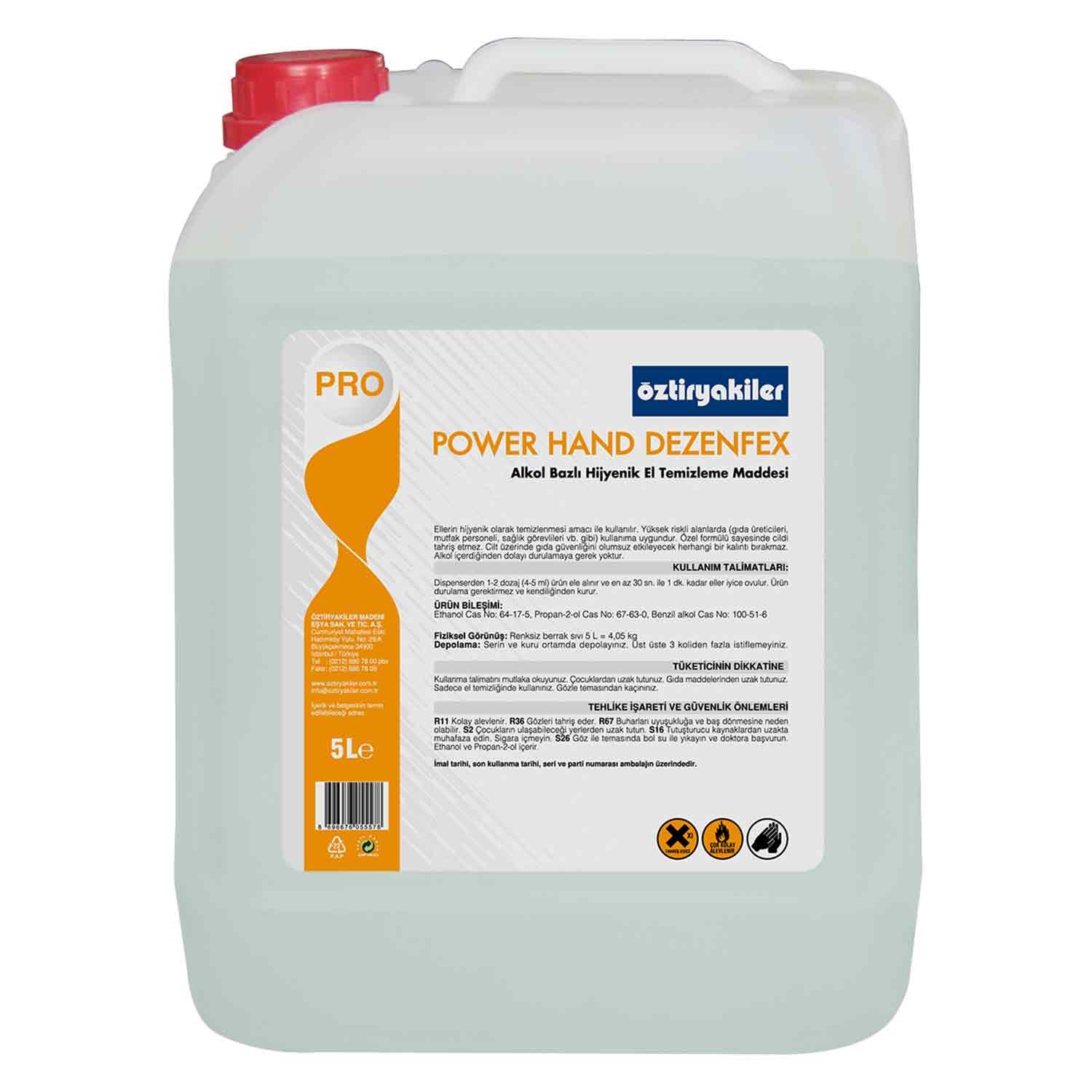 Öztiryakiler Hand Dezenfex Alkol Bazlı Hijyenik El Temizleme Maddesi 5 Litre