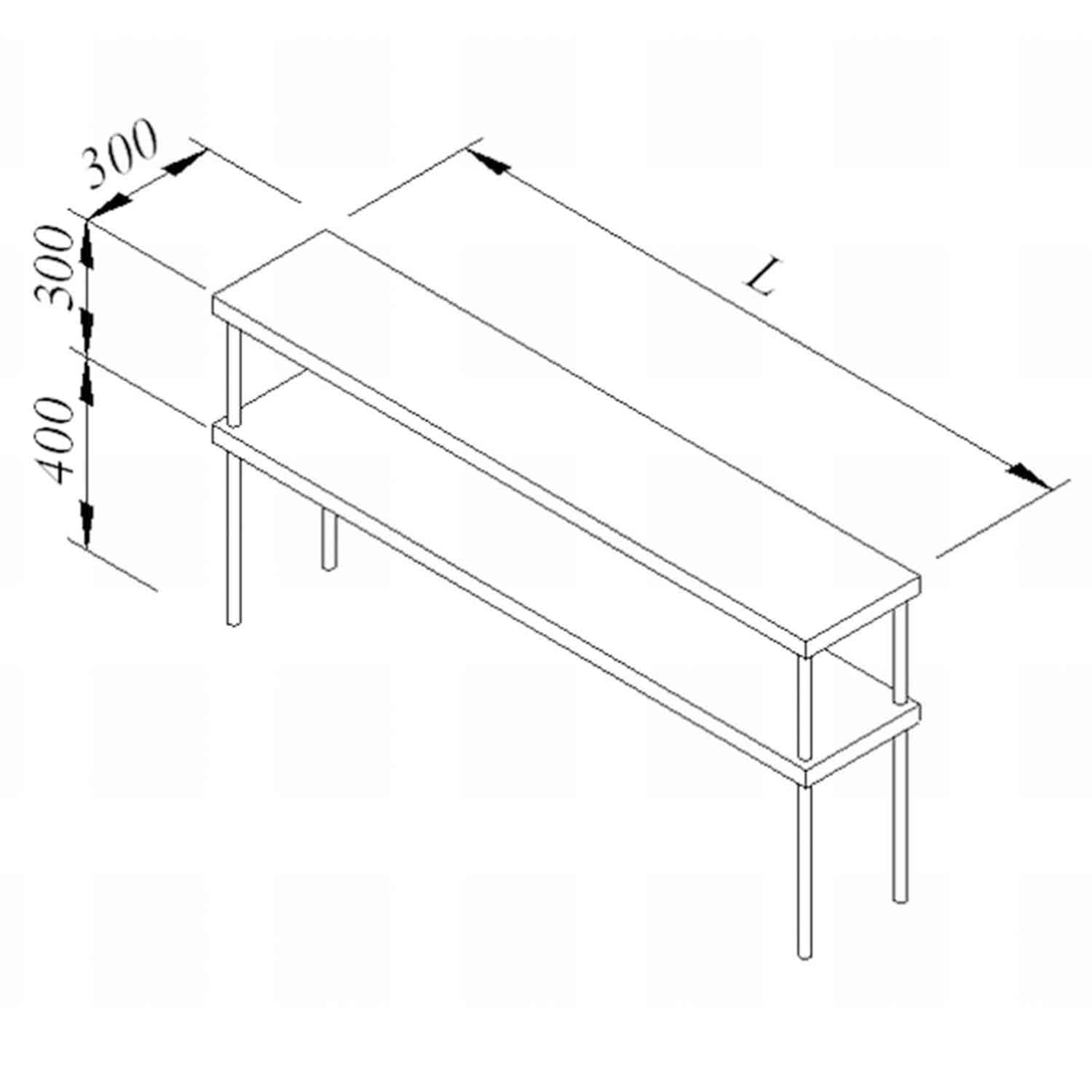Öztiryakiler Servis Rafı Çift Sıra 150x30 Cm