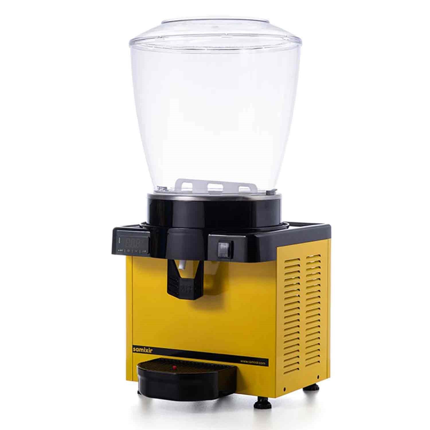 Samixir M22 Soğuk İçecek Dispenseri, Karştırıcılı, 22 L, Dijital, Panaromik, Sarı, Samixir, Şerbetlik ve Ayran Makineleri