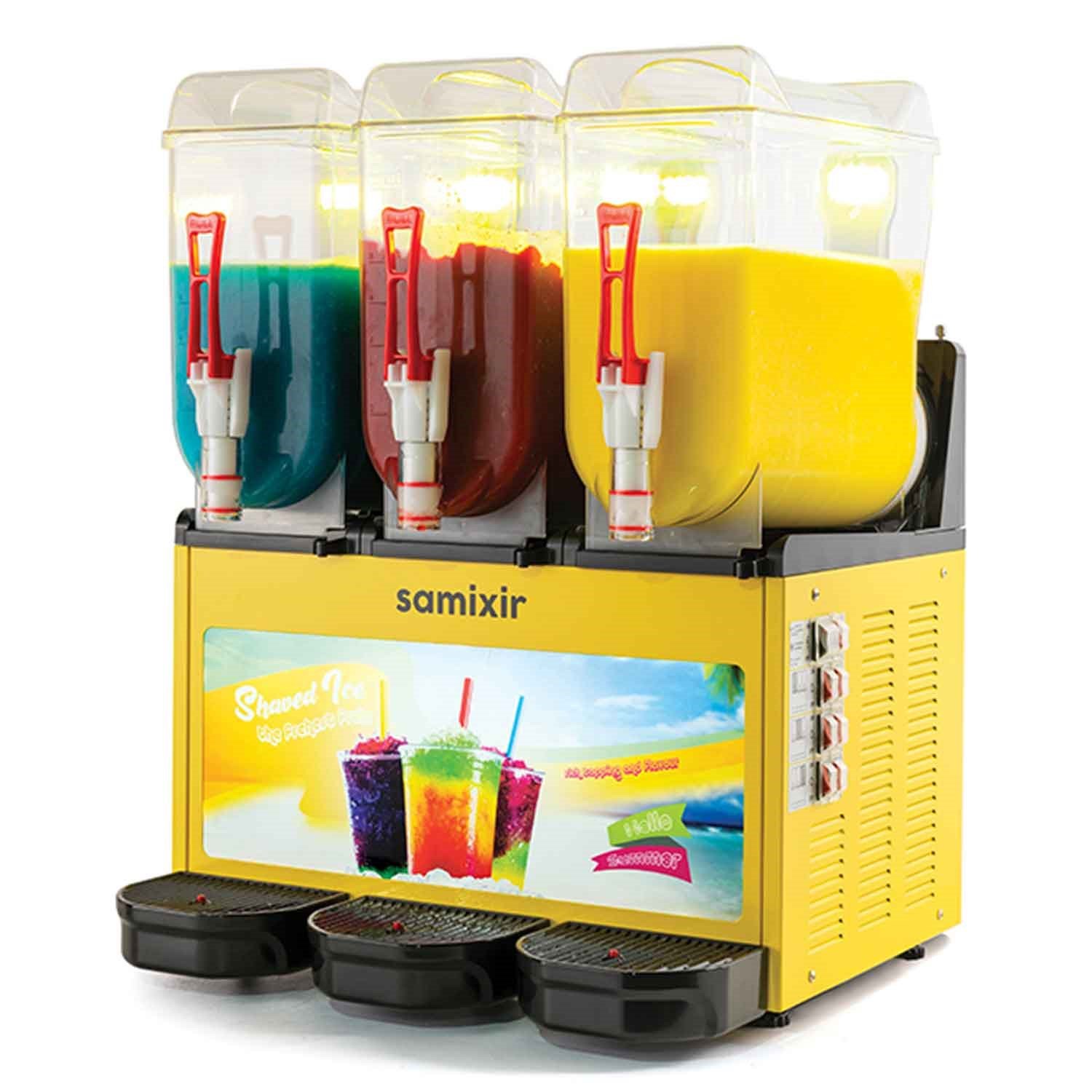 Samixir Triple Alure Ice Slush, Granita Meyve Suyu Dispenseri, 12+12+12 L Sarı, Samixir, Slash Karlı İçecek Makineleri