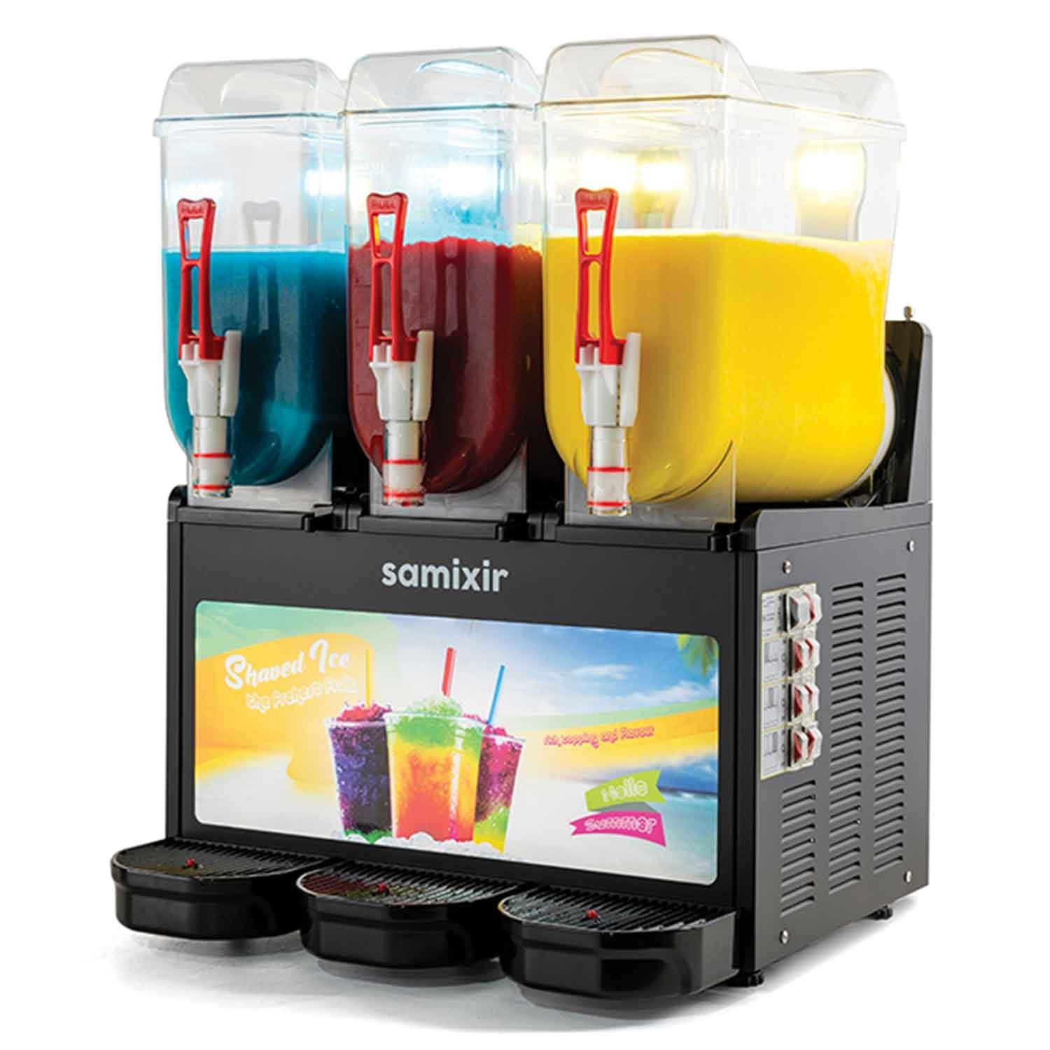 Samixir Triple Alure Ice Slush, Granita Meyve Suyu Dispenseri, 12+12+12 L Siyah, Samixir, Slash Karlı İçecek Makineleri