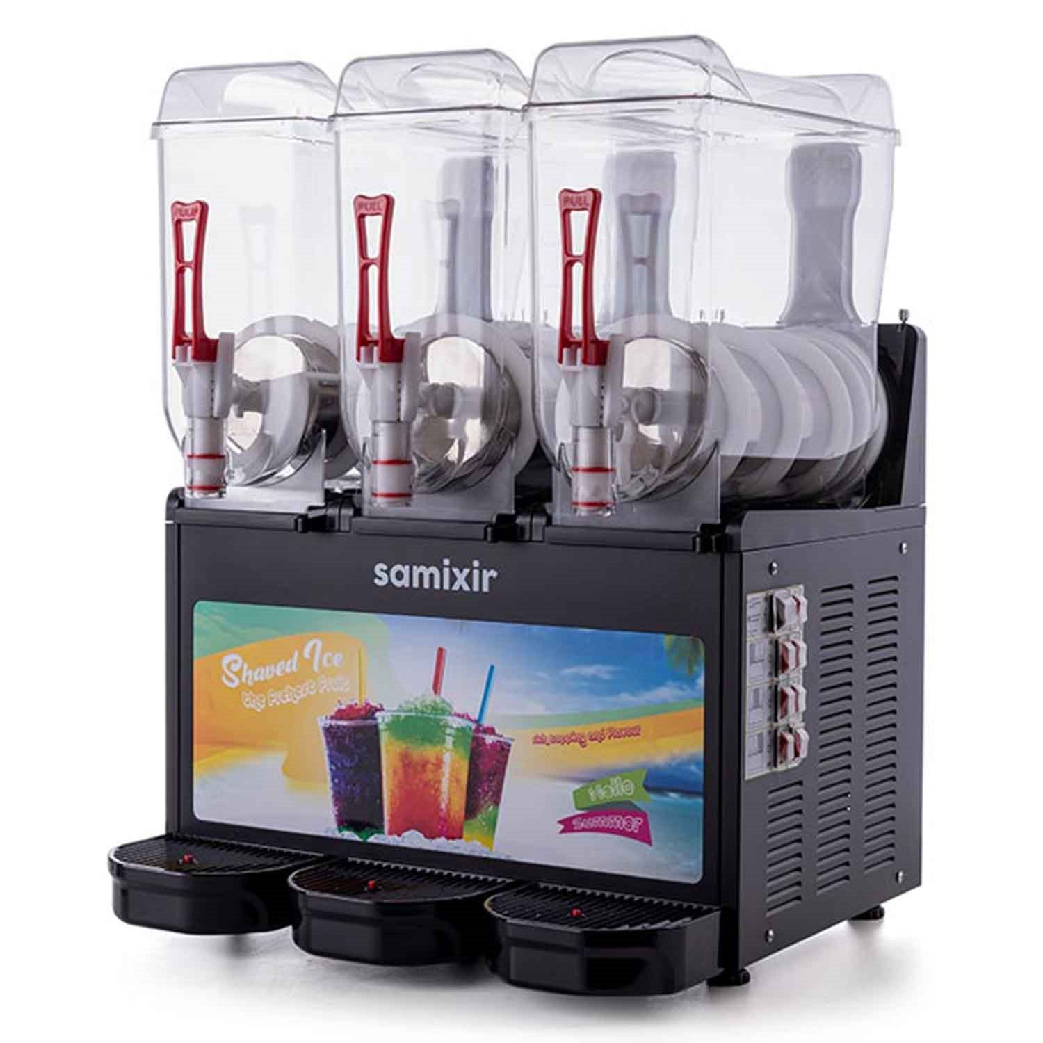 Samixir Triple Alure Ice Slush, Granita Meyve Suyu Dispenseri, 12+12+12 L Siyah, Samixir, Slash Karlı İçecek Makineleri
