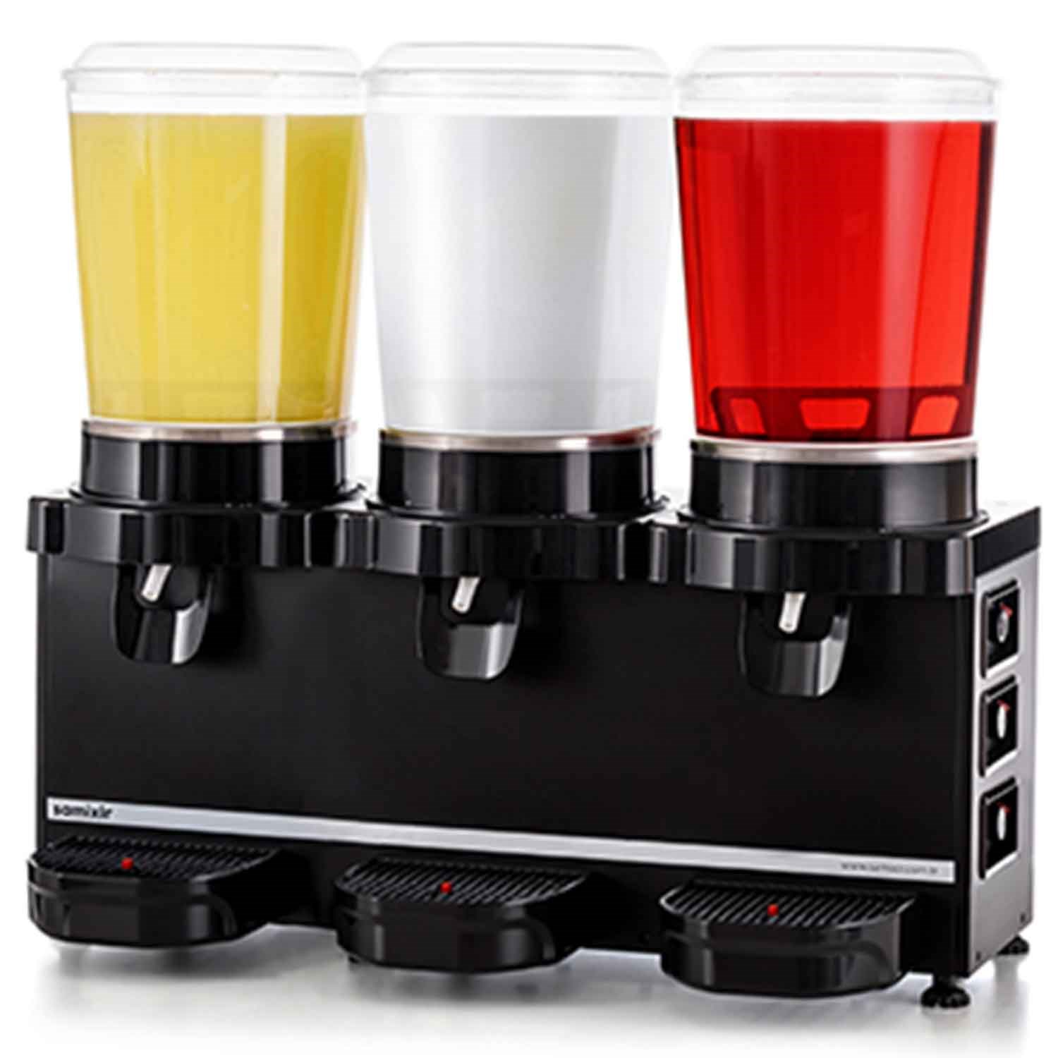 Samixir Triple Soğuk İçecek Dispenseri, 10+10+10 L, Panaromik, Siyah, Samixir, Şerbetlik ve Ayran Makineleri