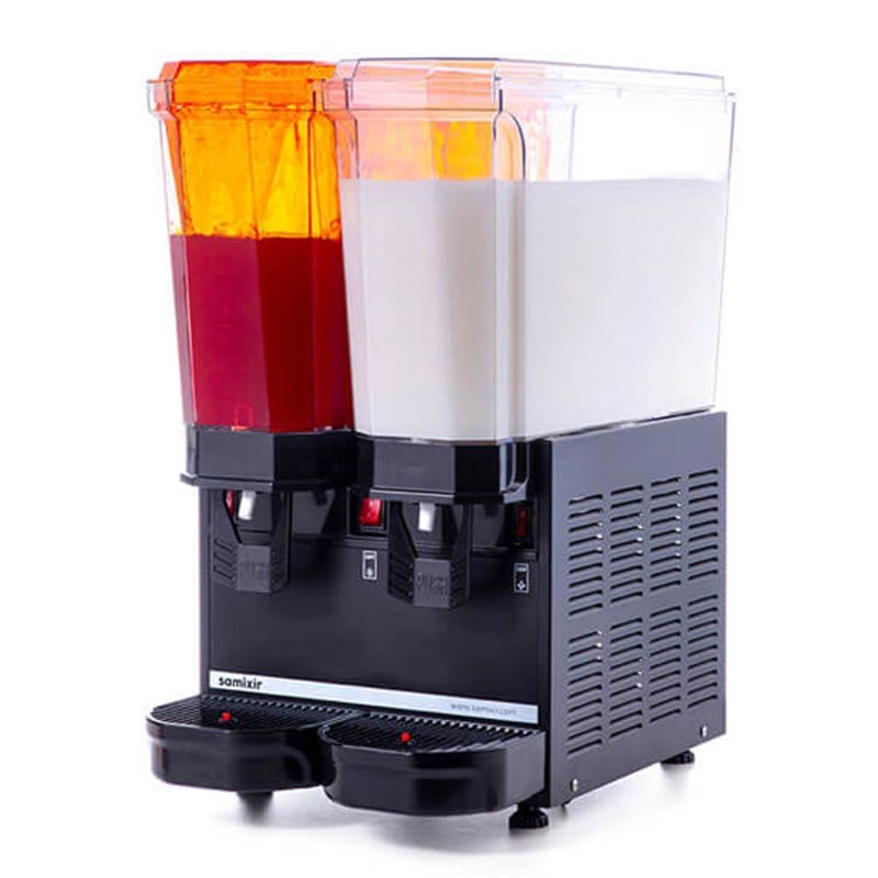 Samixir Twin 2x20 Litre Fıskiyeli Karıştırıcılı Soğuk İçecek Dispenseri Siyah
