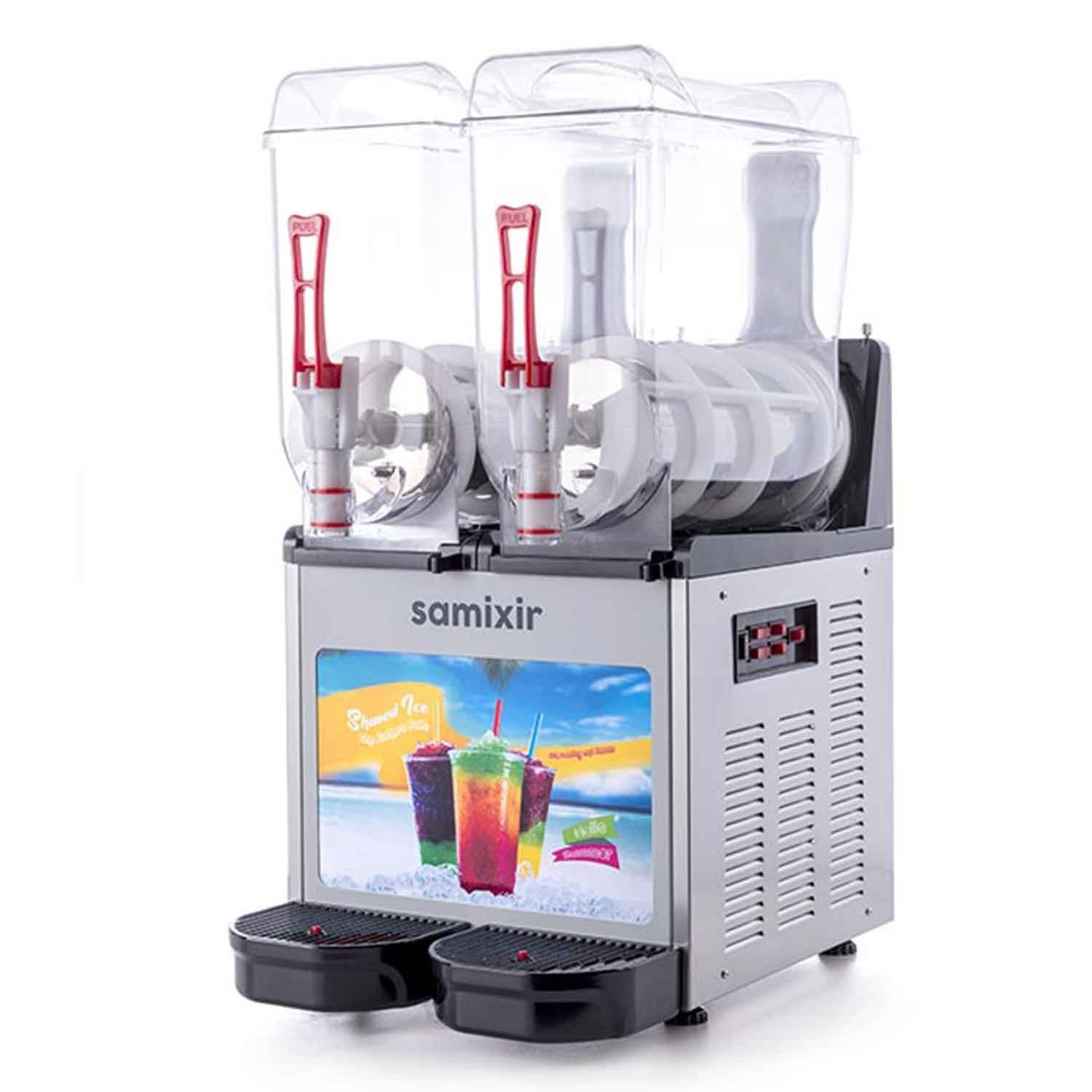 Samixir Twin Alure Ice Slush, Granita Meyve Suyu Dispenseri, 12+12 L İnox, Samixir, Slash Karlı İçecek Makineleri