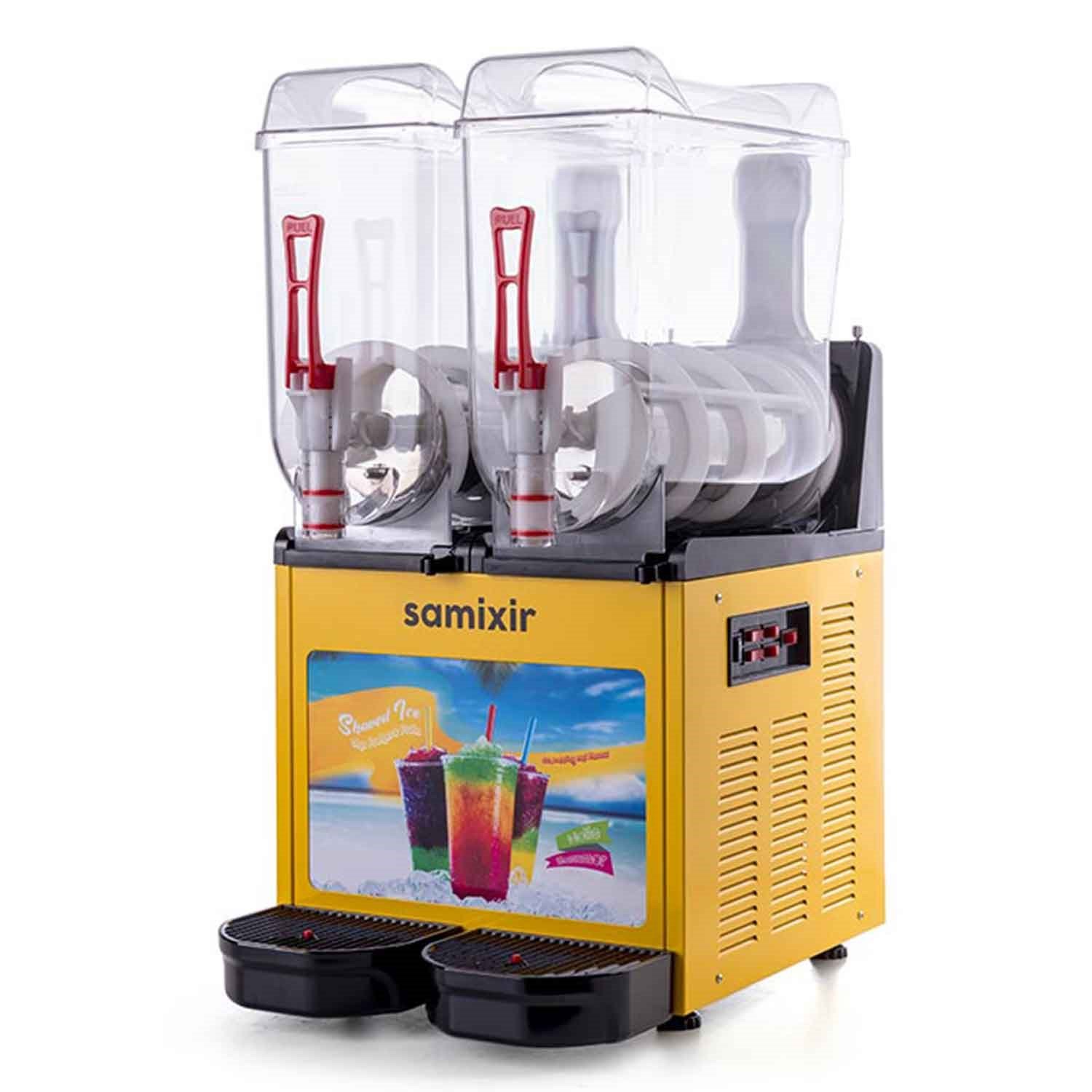 Samixir Twin Alure Ice Slush, Granita Meyve Suyu Dispenseri, 12+12 L Sarı, Samixir, Slash Karlı İçecek Makineleri