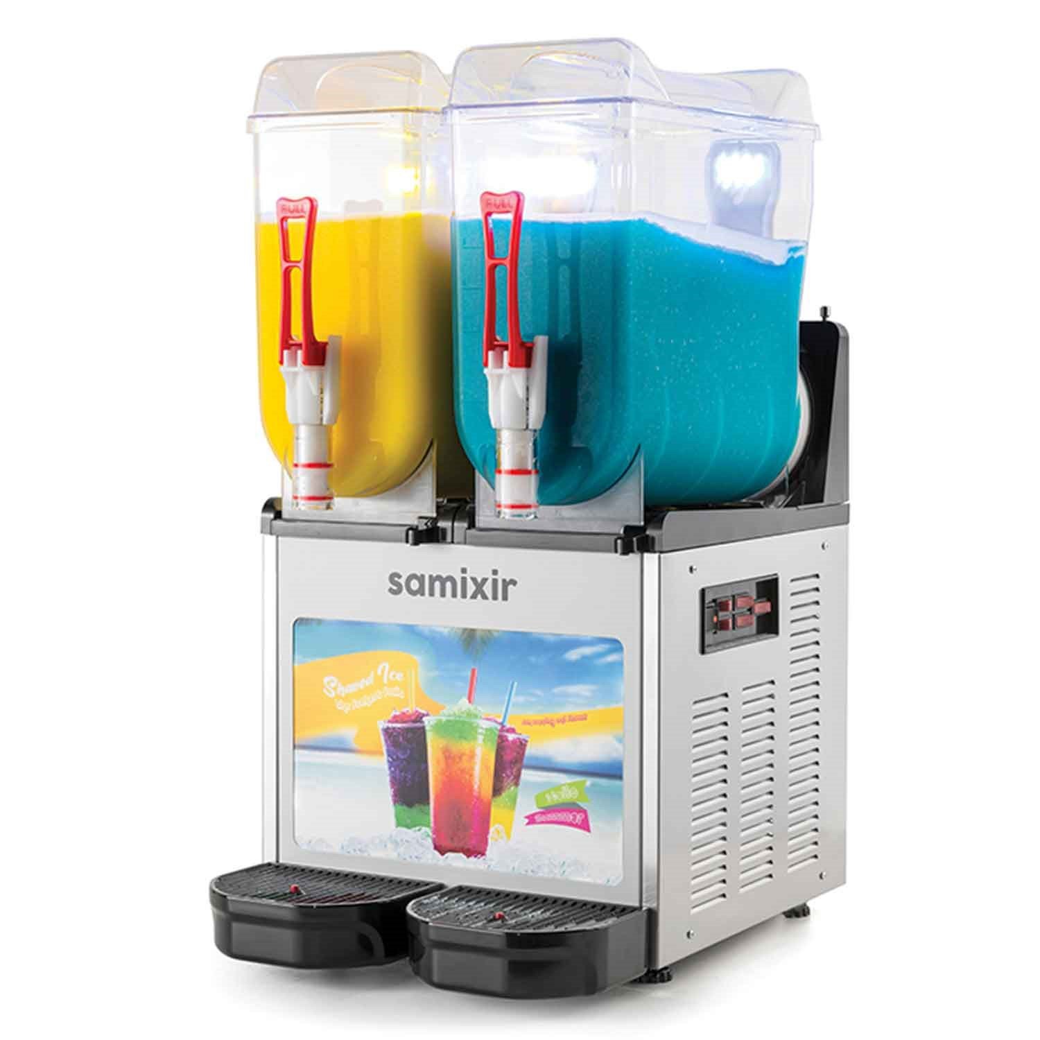 Samixir Twin Alure Ice Slush, Granita Meyve Suyu Dispenseri, 12+12 L İnox, Samixir, Slash Karlı İçecek Makineleri