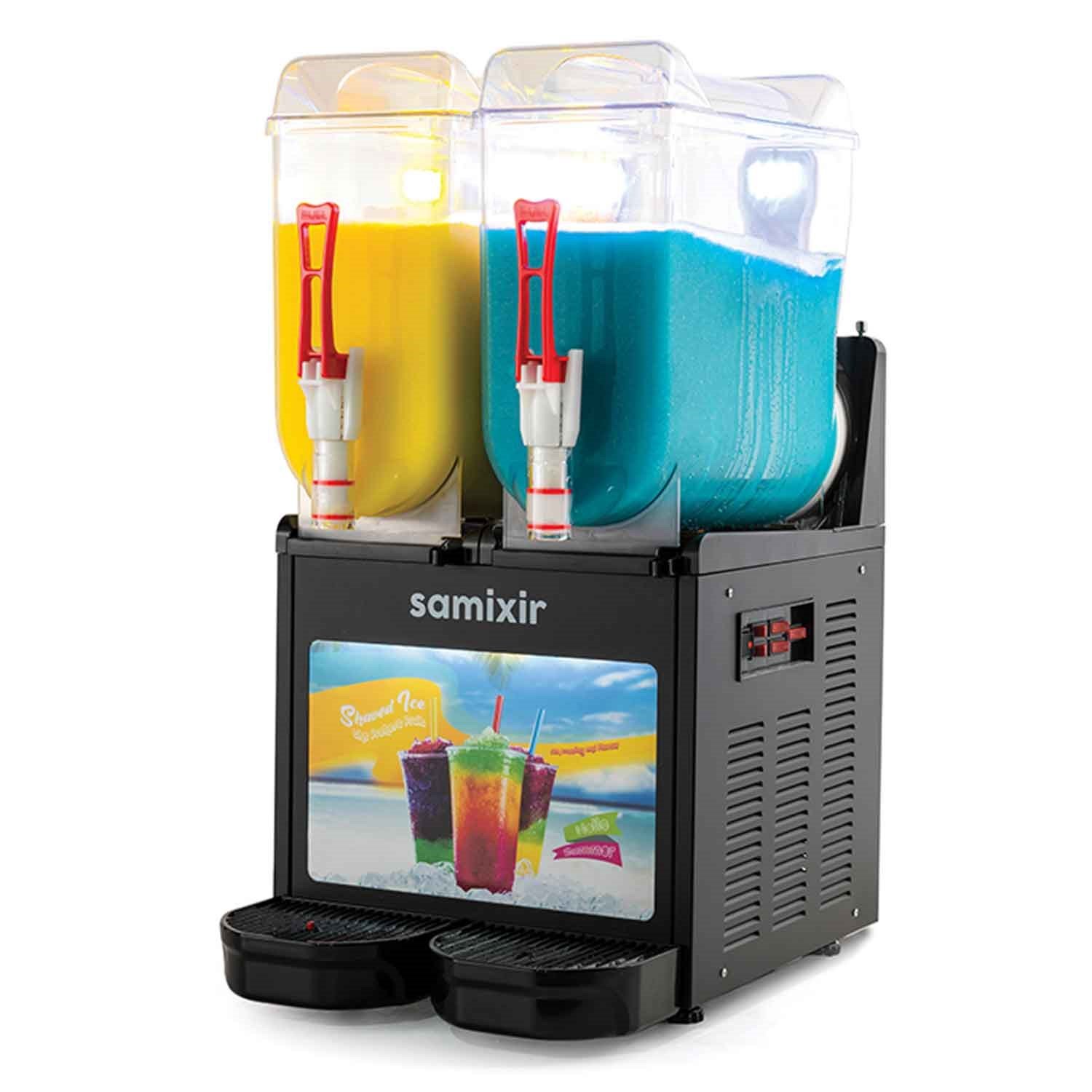 Samixir Twin Alure Ice Slush, Granita Meyve Suyu Dispenseri, 12+12 L Siyah, Samixir, Slash Karlı İçecek Makineleri