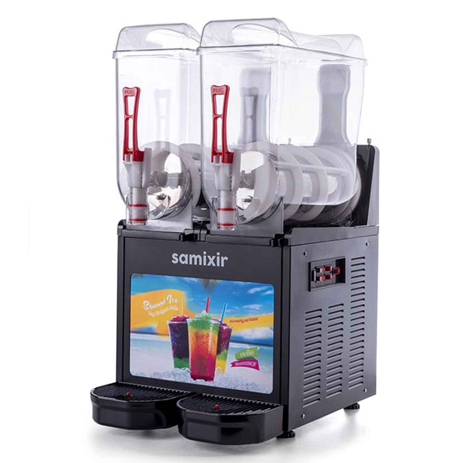 Samixir Twin Alure Ice Slush, Granita Meyve Suyu Dispenseri, 12+12 L Siyah, Samixir, Slash Karlı İçecek Makineleri
