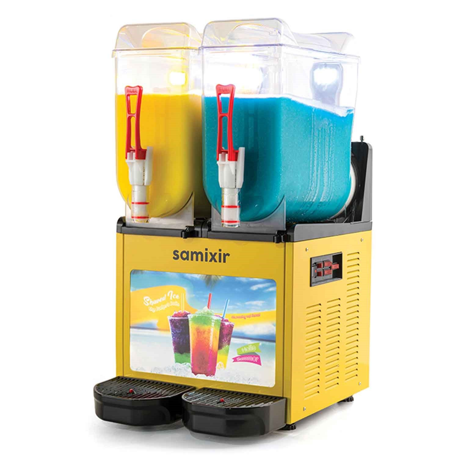 Samixir Twin Alure Ice Slush, Granita Meyve Suyu Dispenseri, 12+12 L Sarı, Samixir, Slash Karlı İçecek Makineleri