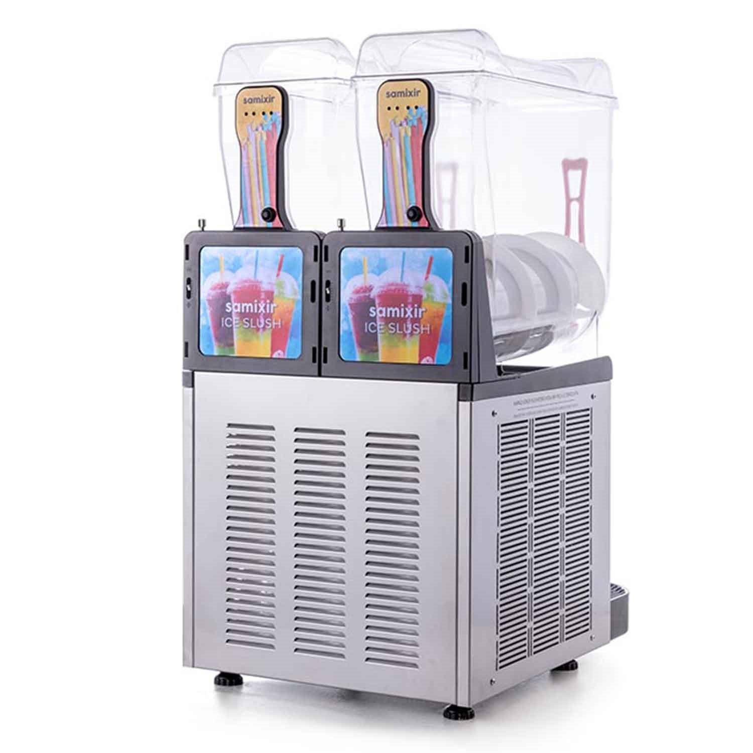 Samixir Twin Alure Ice Slush, Granita Meyve Suyu Dispenseri, 12+12 L İnox, Samixir, Slash Karlı İçecek Makineleri