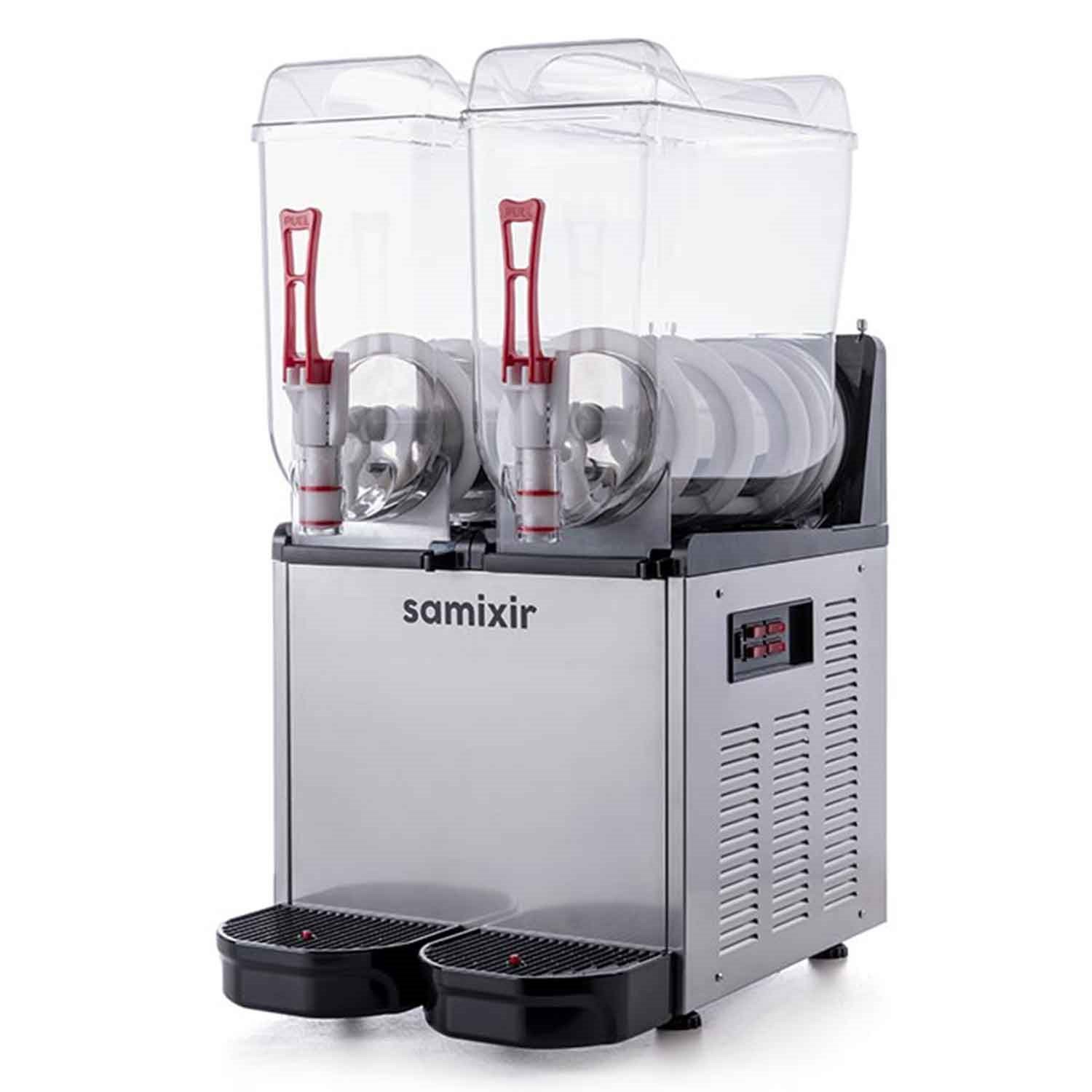 Samixir Twin Ice Slush, Granita Meyve Suyu Dispenseri, 12+12 L İnox, Samixir, Slash Karlı İçecek Makineleri