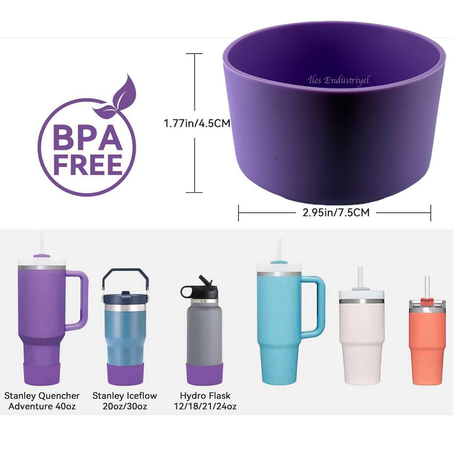 Trailx Stanley Quencher & Iceflow Kaymaz Silikon Taban Koruyucu, Lila, TRAİLX, Termoslar