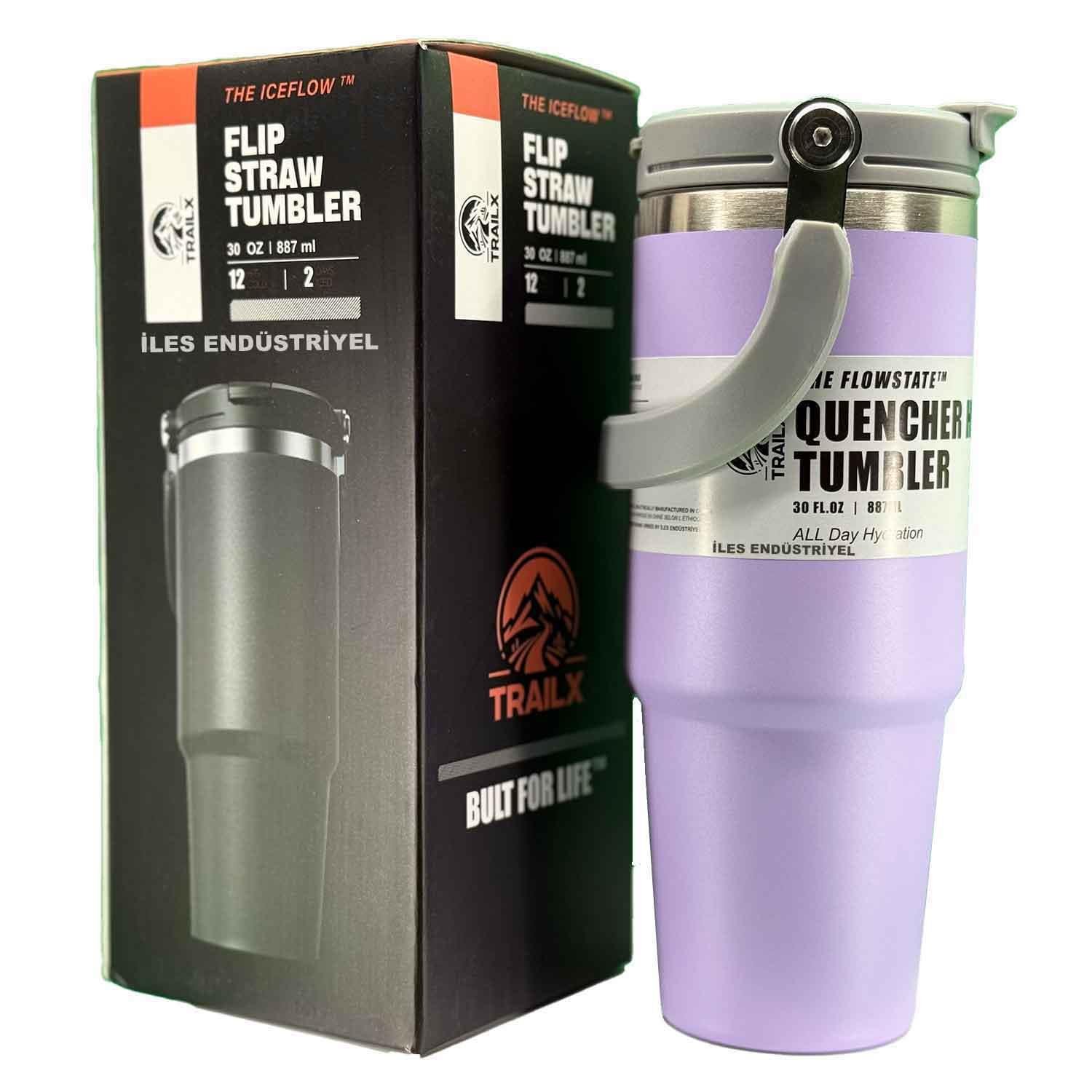 Trailx Vakumlu Termos, Paslanmaz Çelik 30 Oz/887 ml, Lila, TRAİLX, Termoslar