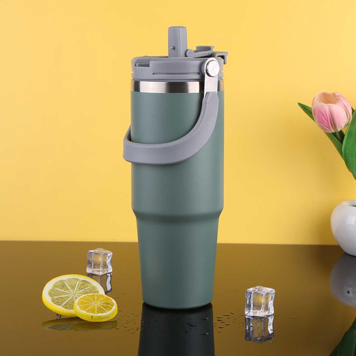 Trailx Vakumlu Termos, Paslanmaz Çelik 30 Oz/887 ml, Yeşil, TRAİLX, Termoslar