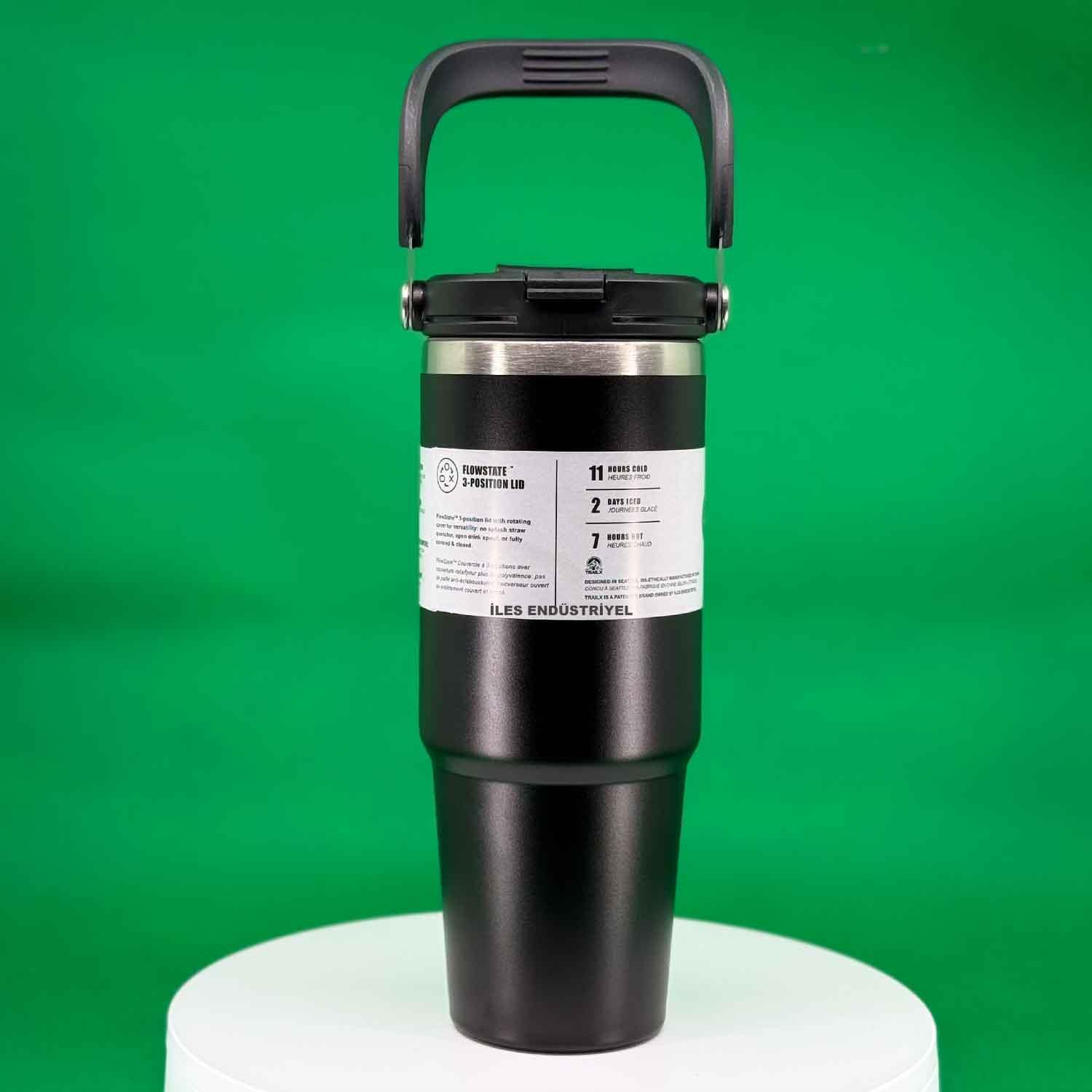 Trailx Vakumlu Termos, Paslanmaz Çelik 30 Oz/887 ml, Siyah, TRAİLX, Termoslar