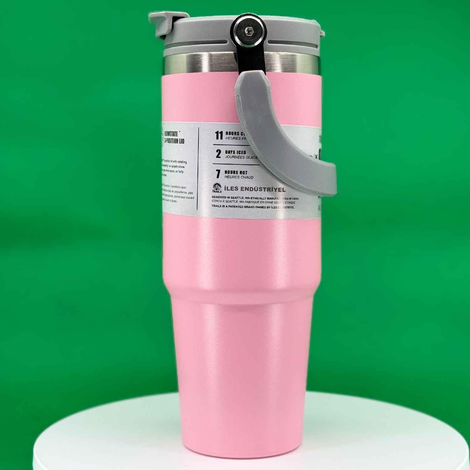Trailx Vakumlu Termos, Paslanmaz Çelik 30 Oz/887 ml, Pembe, TRAİLX, Termoslar