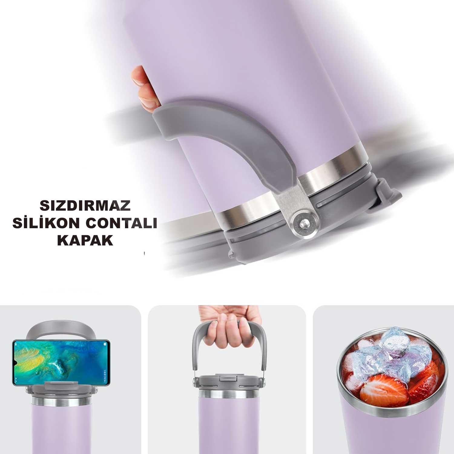 Trailx Vakumlu Termos, Paslanmaz Çelik 30 Oz/887 ml, Lila, TRAİLX, Termoslar