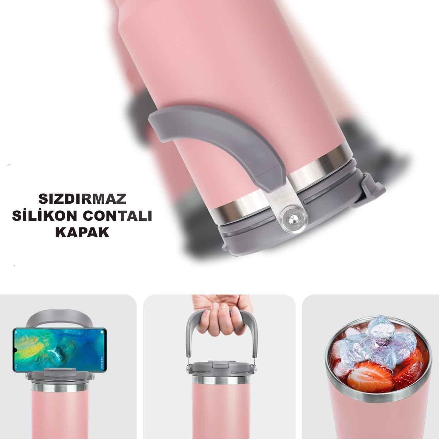 Trailx Vakumlu Termos, Paslanmaz Çelik 30 Oz/887 ml, Pembe, TRAİLX, Termoslar