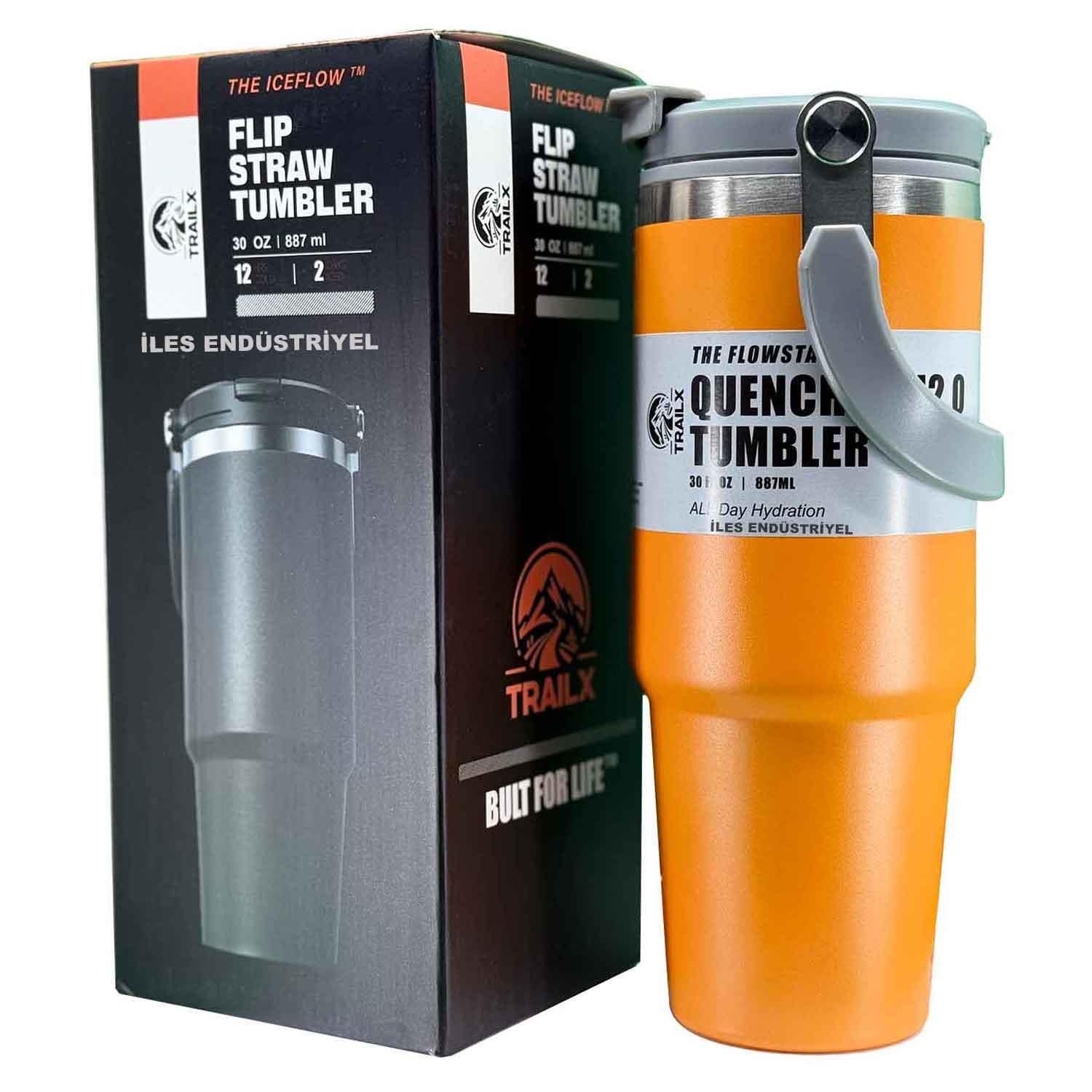Trailx Vakumlu Termos, Paslanmaz Çelik 30 Oz/887 ml, Orange, TRAİLX, Termoslar