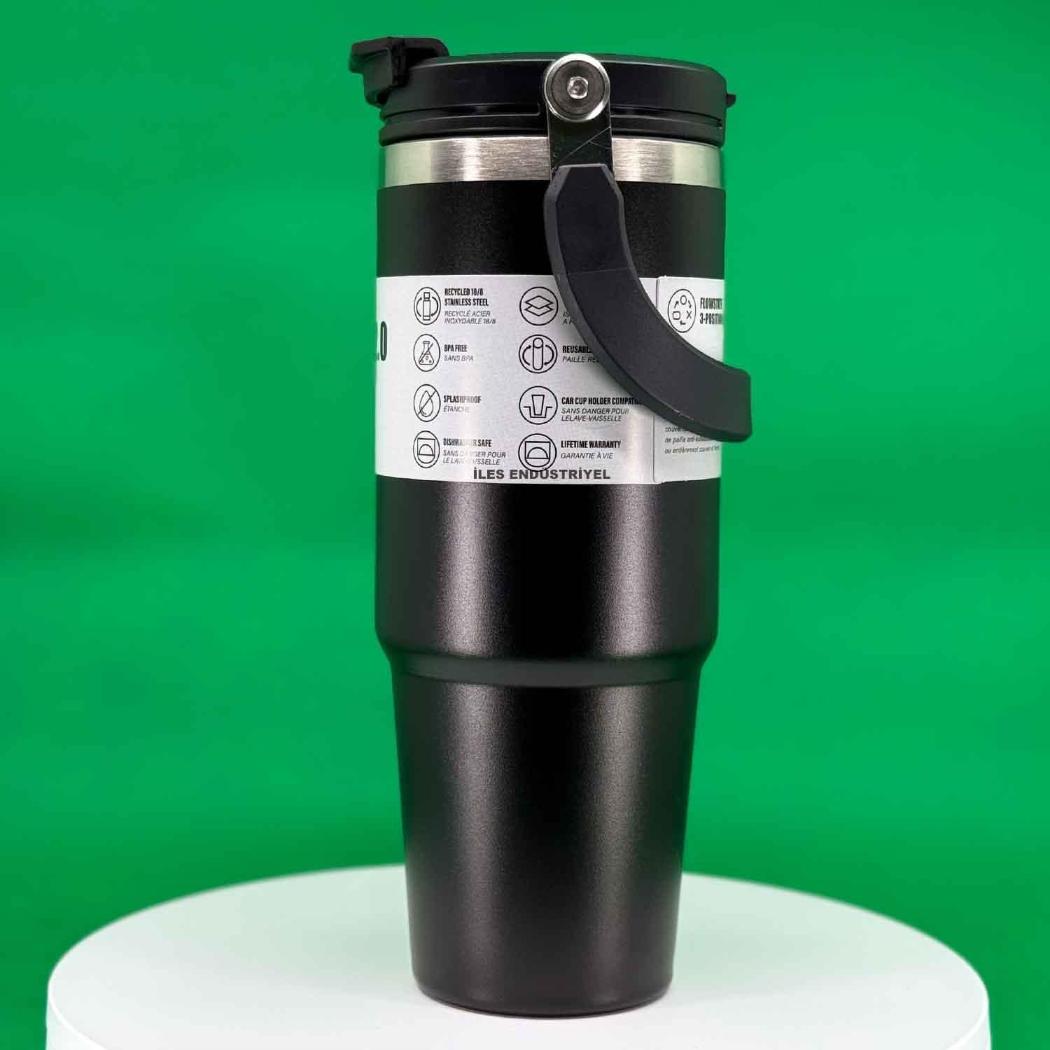 Trailx Vakumlu Termos, Paslanmaz Çelik 30 Oz/887 ml, Siyah, TRAİLX, Termoslar