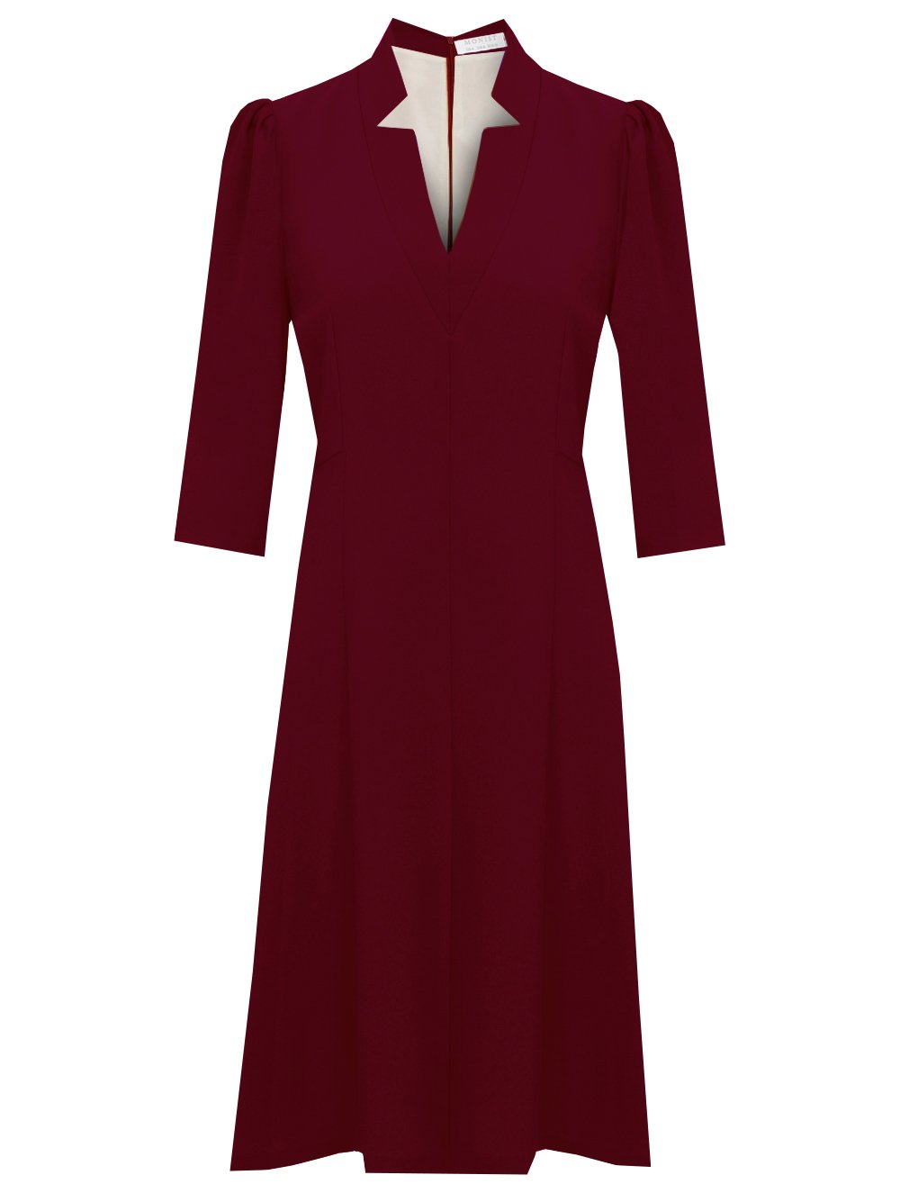  Cut  Collar Crepe Dress in Wine Colour