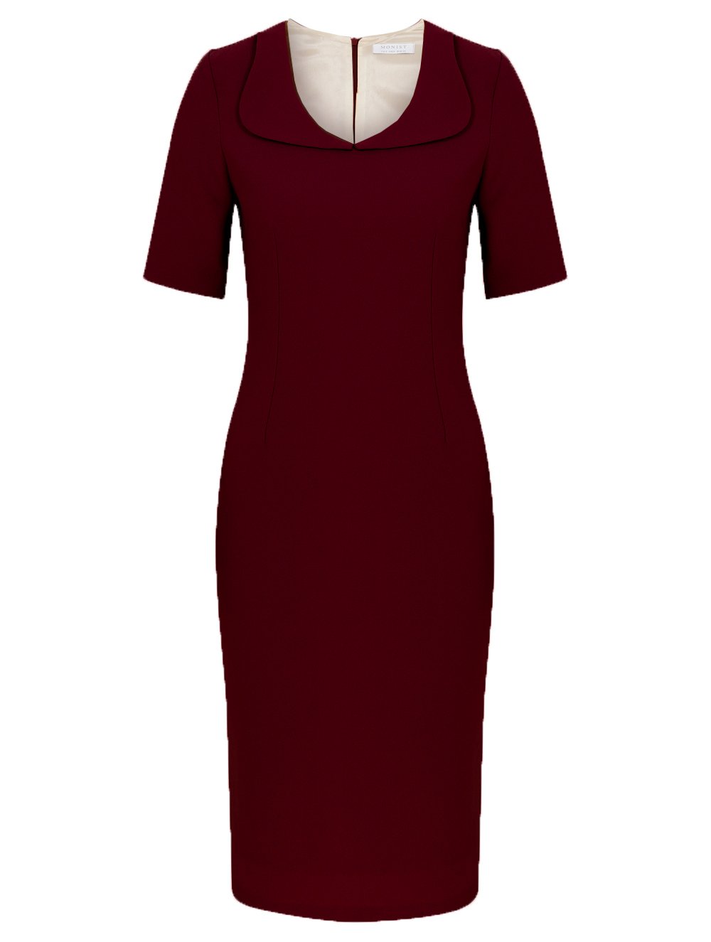 Baby Collar Crepe Dress in Wine Colour