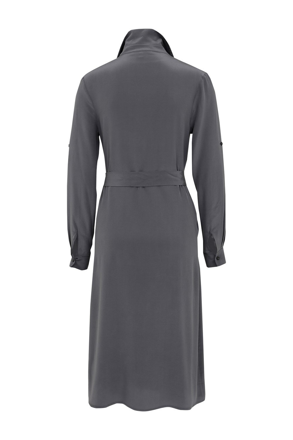 Classic Silk Shirt Dress in Anthracite Colour