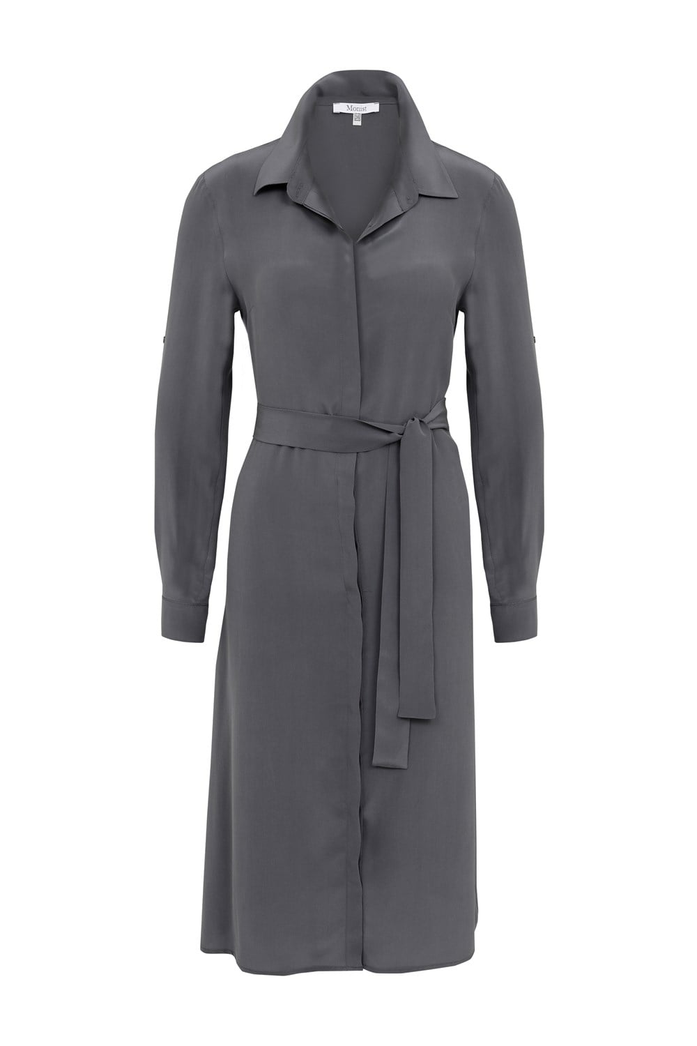 Classic Silk Shirt Dress in Anthracite Colour