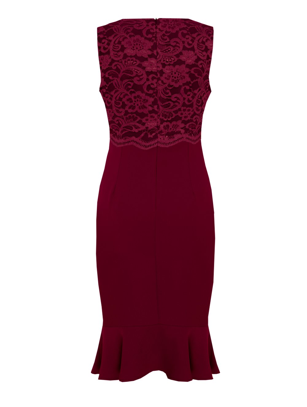 Crepe Dress in Wine Colour with Lace Top