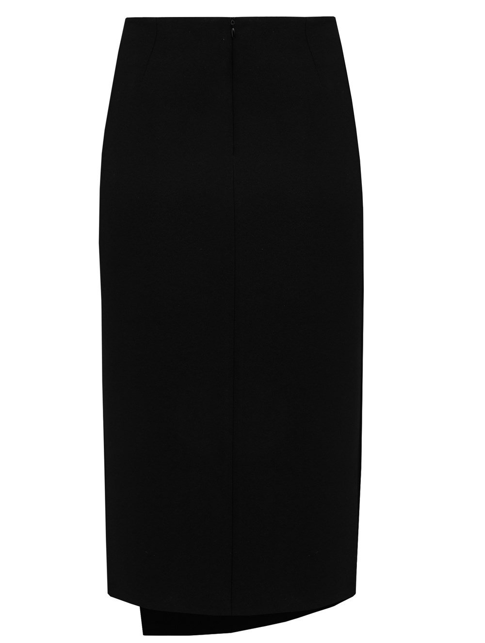 Deep Front Slit Crepe Skirt in Black Colour