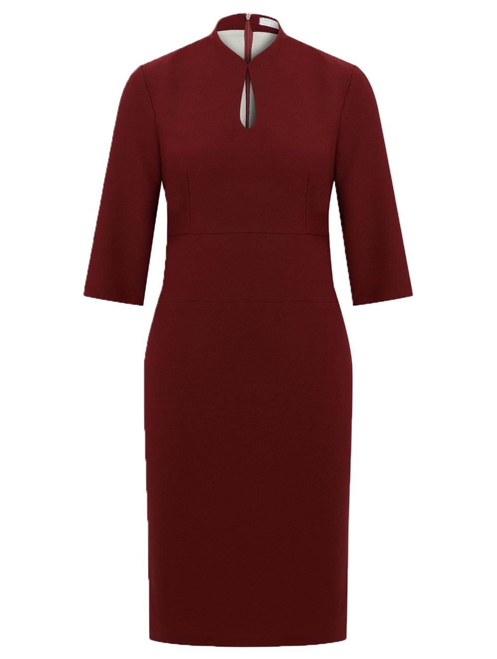 Drop Collar Collar Crepe Dress in Light Burgundy Colour