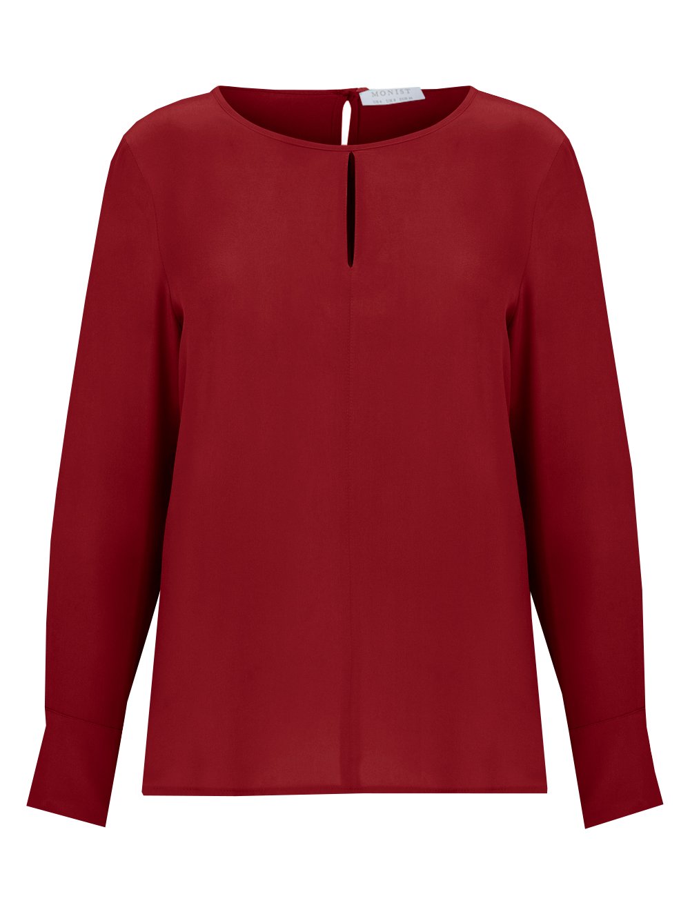 Drop Collar Silk Blouse in Red Colour