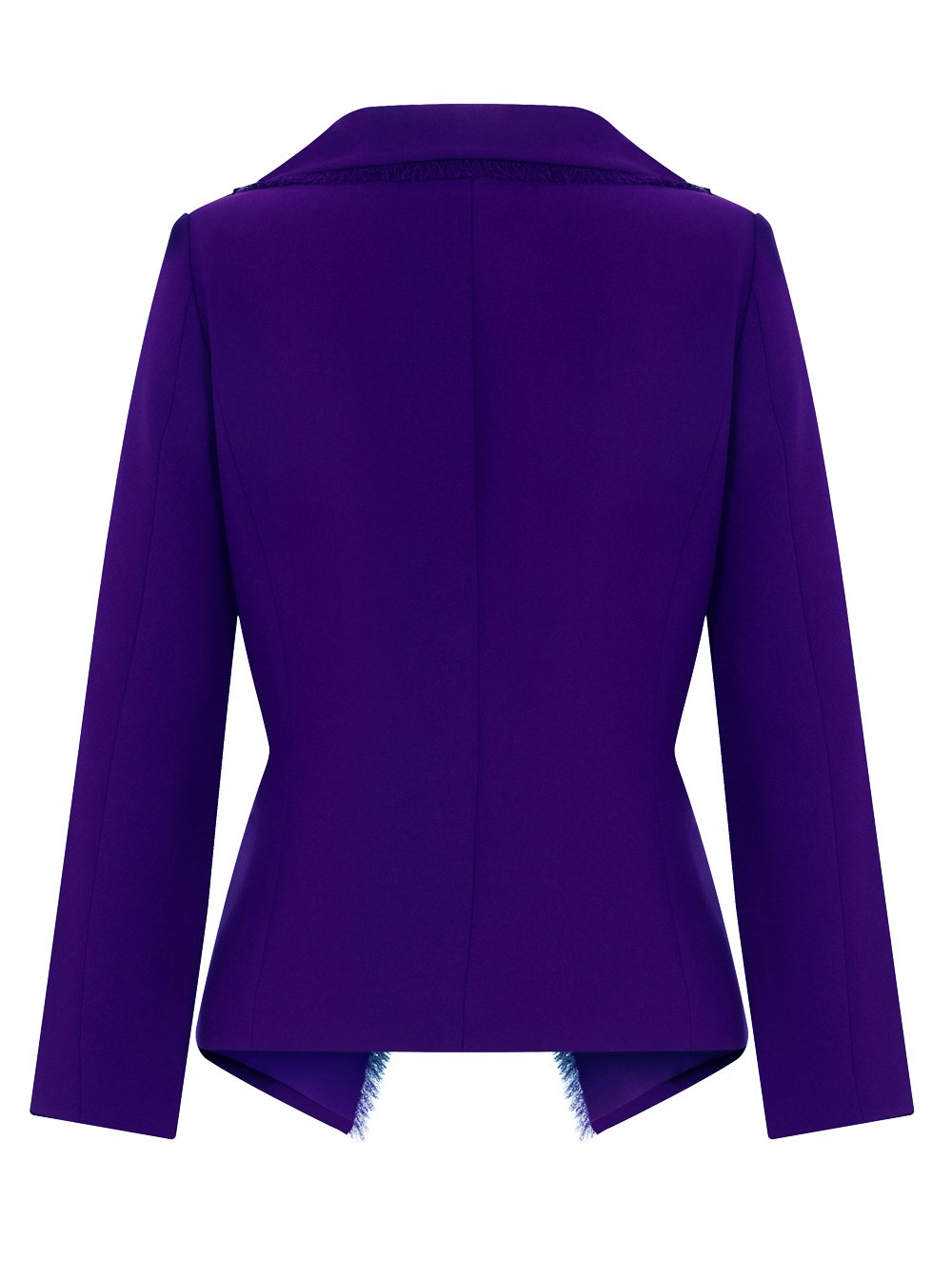 Fringe Collar Crepe Jacket in Purple Colour RK 136