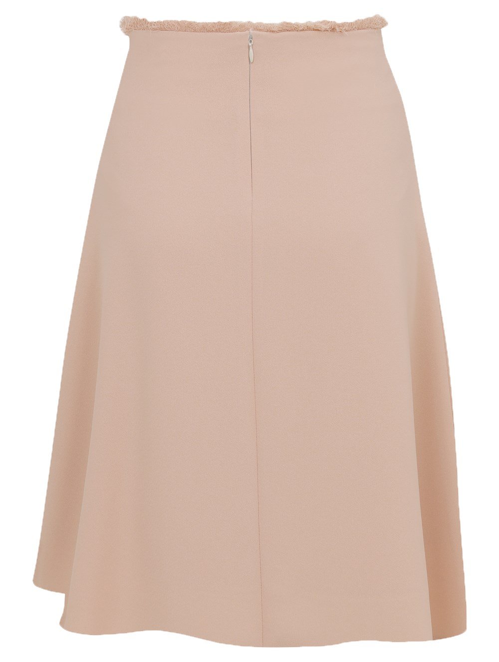 Fringe Detailed Crepe Skirt in Powder Colour